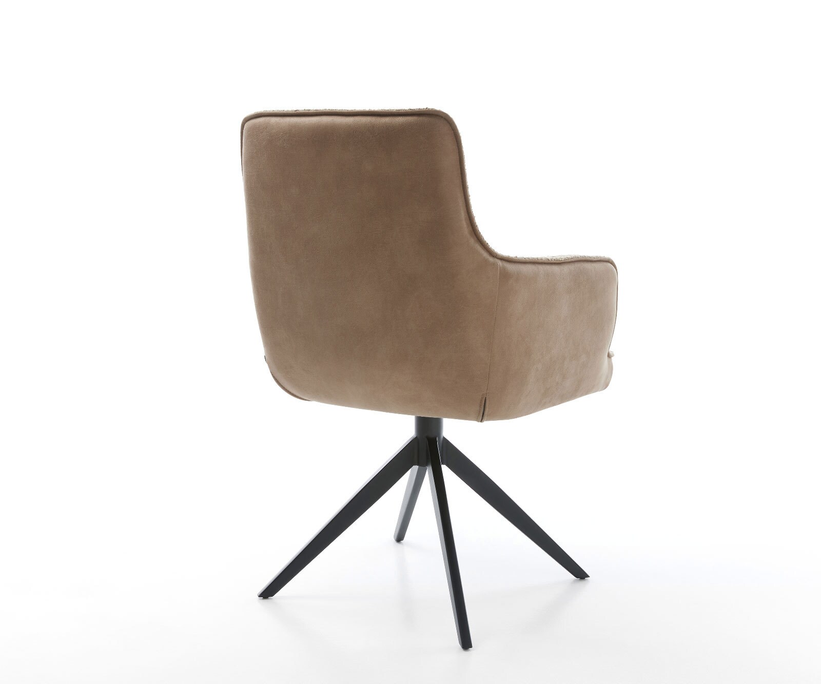 Drehstuhl Heira-Flex mit Armlehnen Materialmix Schlamm Kreuzgestell breit Schwarz 360° drehbar Wippfunktion Taschenfederkern 4