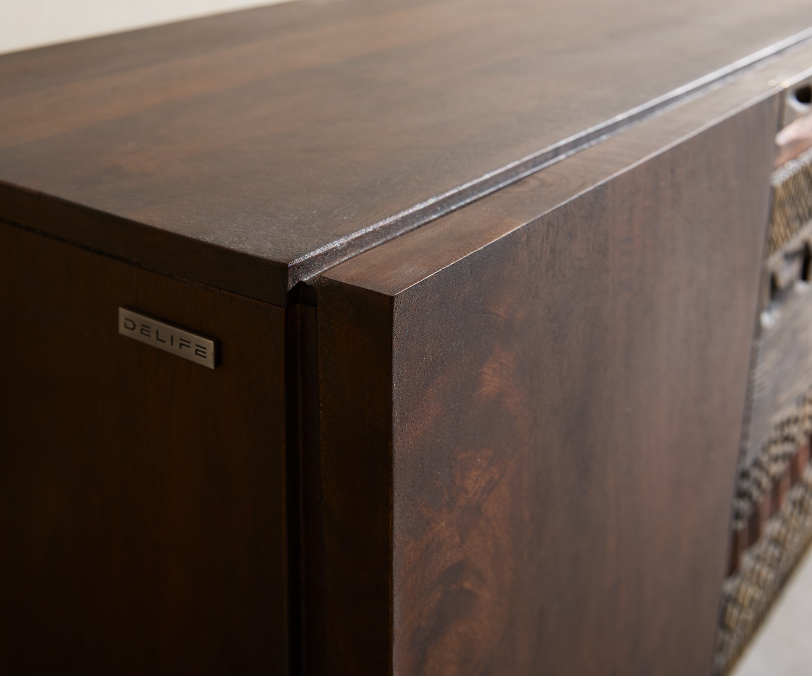 Lowboard Imara 200 cm Mango Braun 4 Türen Winkelfuß Metall Schwarz 2 Lowboard Imara 200 cm Mango Braun 4 Türen Winkelfuß Metall Schwarz 2