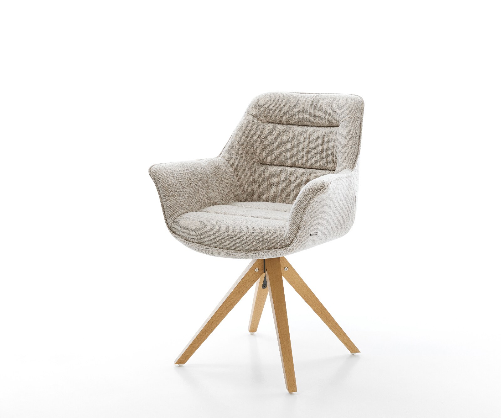 Drehstuhl Kaira-Flex Webstoff Soft Beige Holzgestell kantig Natur 180° drehbar