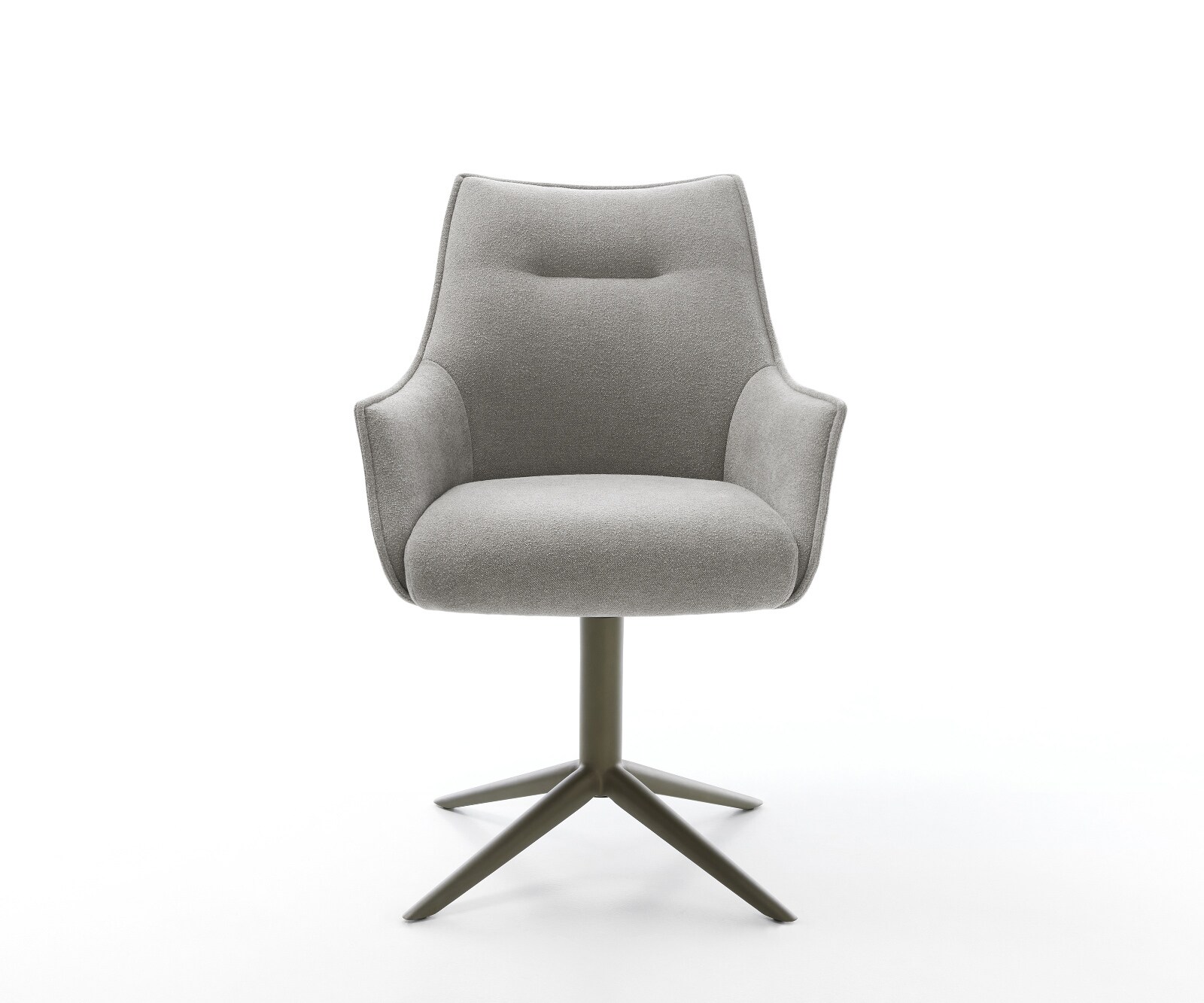 Drehstuhl Alja-Flex mit Armlehnen Strukturstoff Soft Grau Fußkreuz Effektfinish Titan 360° drehbar Wippfunktion Taschenfederkern 2