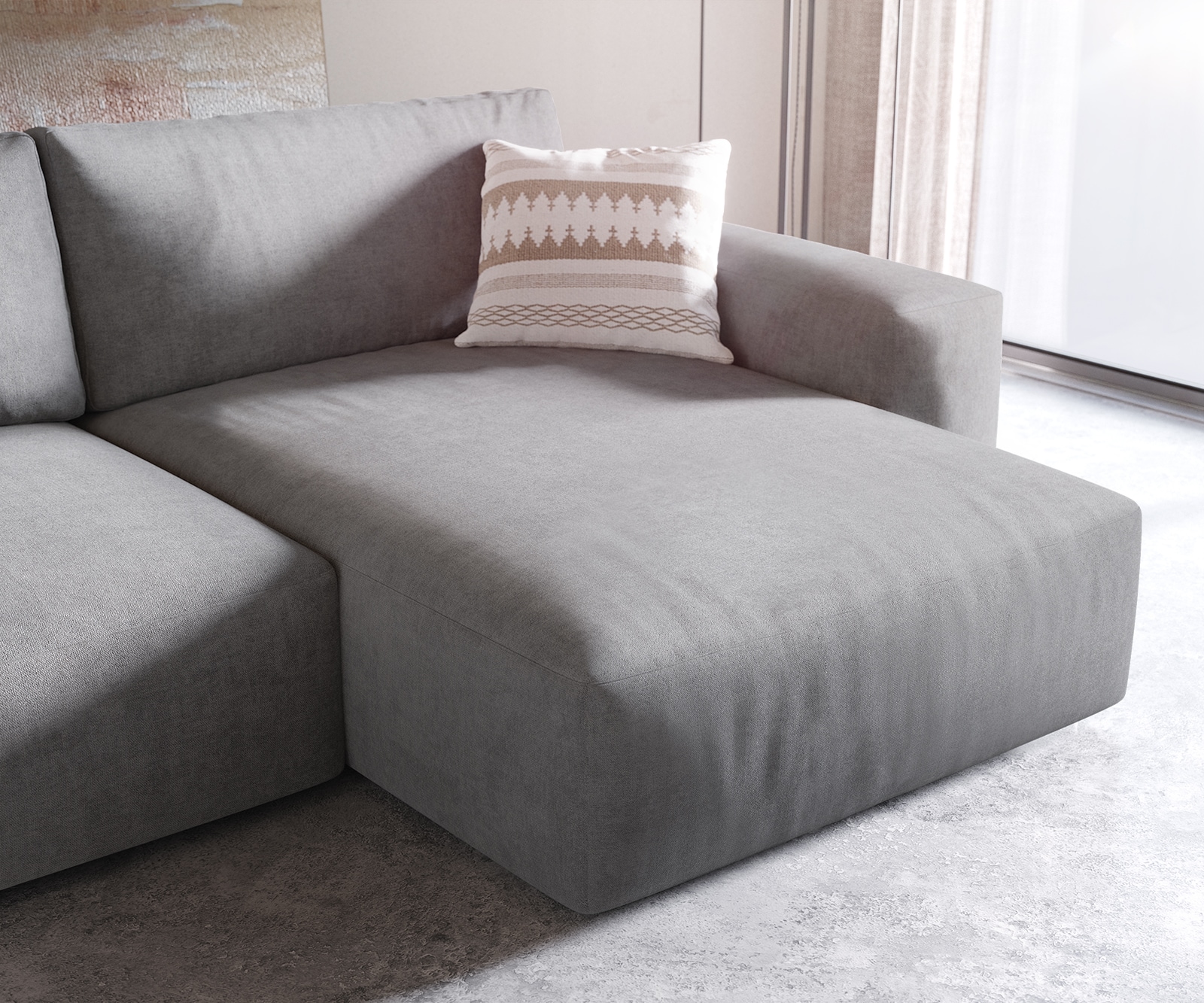 Ecksofa Lanzo XL 270x180 cm Mikrofaser Grau Recamiere variabel mit Hocker 5 Ecksofa Lanzo XL 270x180 cm Mikrofaser Grau Recamiere variabel mit Hocker 5