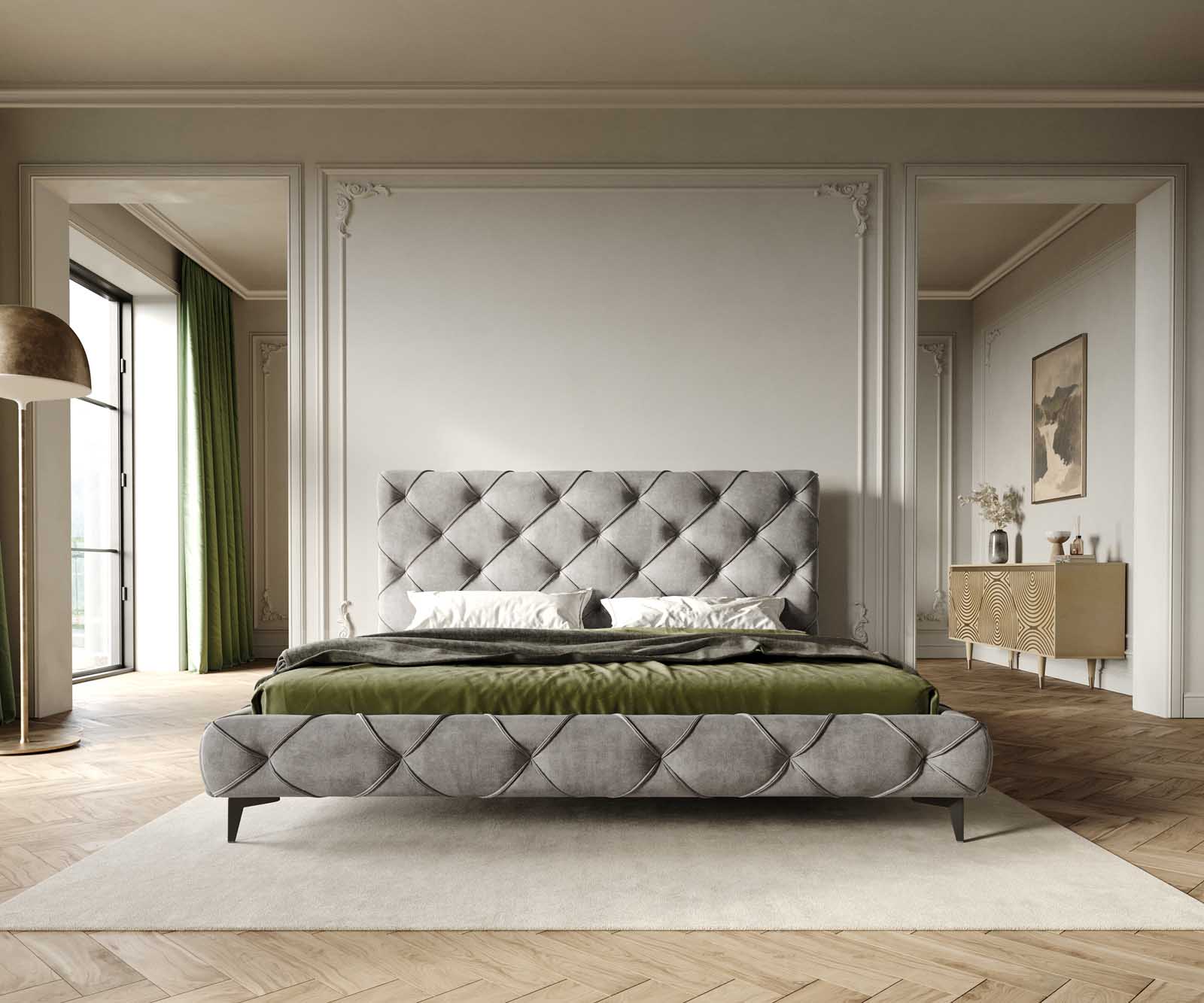 Polsterbettgestell Nayara 180x200 cm Mikrofaser Grau 1 Polsterbettgestell Nayara 180x200 cm Mikrofaser Grau 1