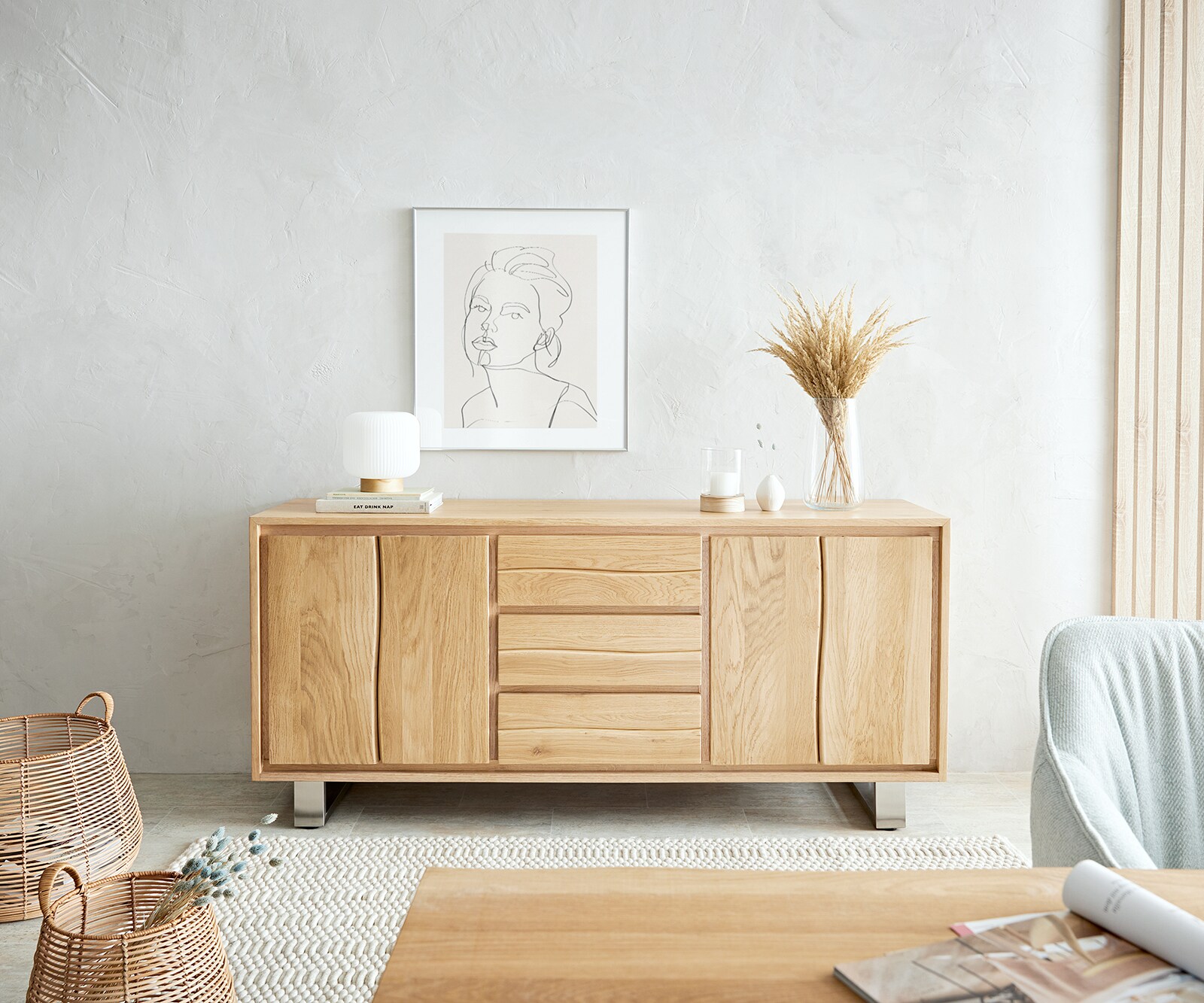 Buffet Live-Edge 170 cm chêne naturel 3 tiroirs 4 portes 3