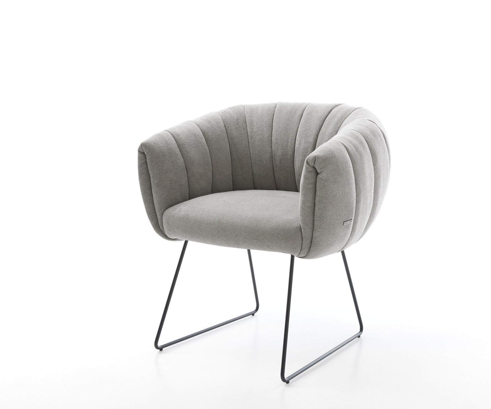 Chaise-de-salle-à-manger Jada-Flex tissu structuré doux gris pied trapèze noir ressorts ensachés 1