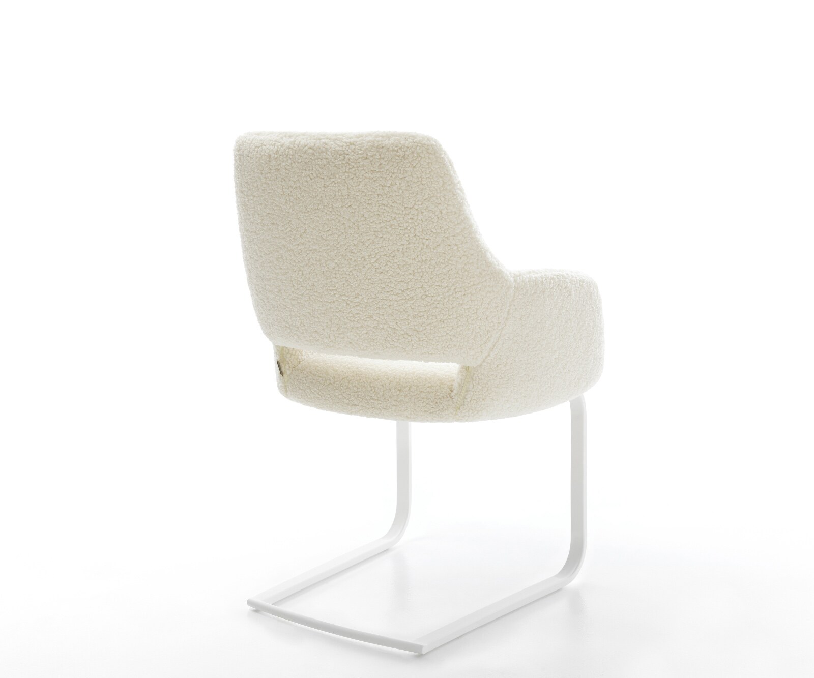Cantilever Yago-Flex avec accoudoirs tissu teddy beige pied cantilever plat blanc resorts ensachés 4