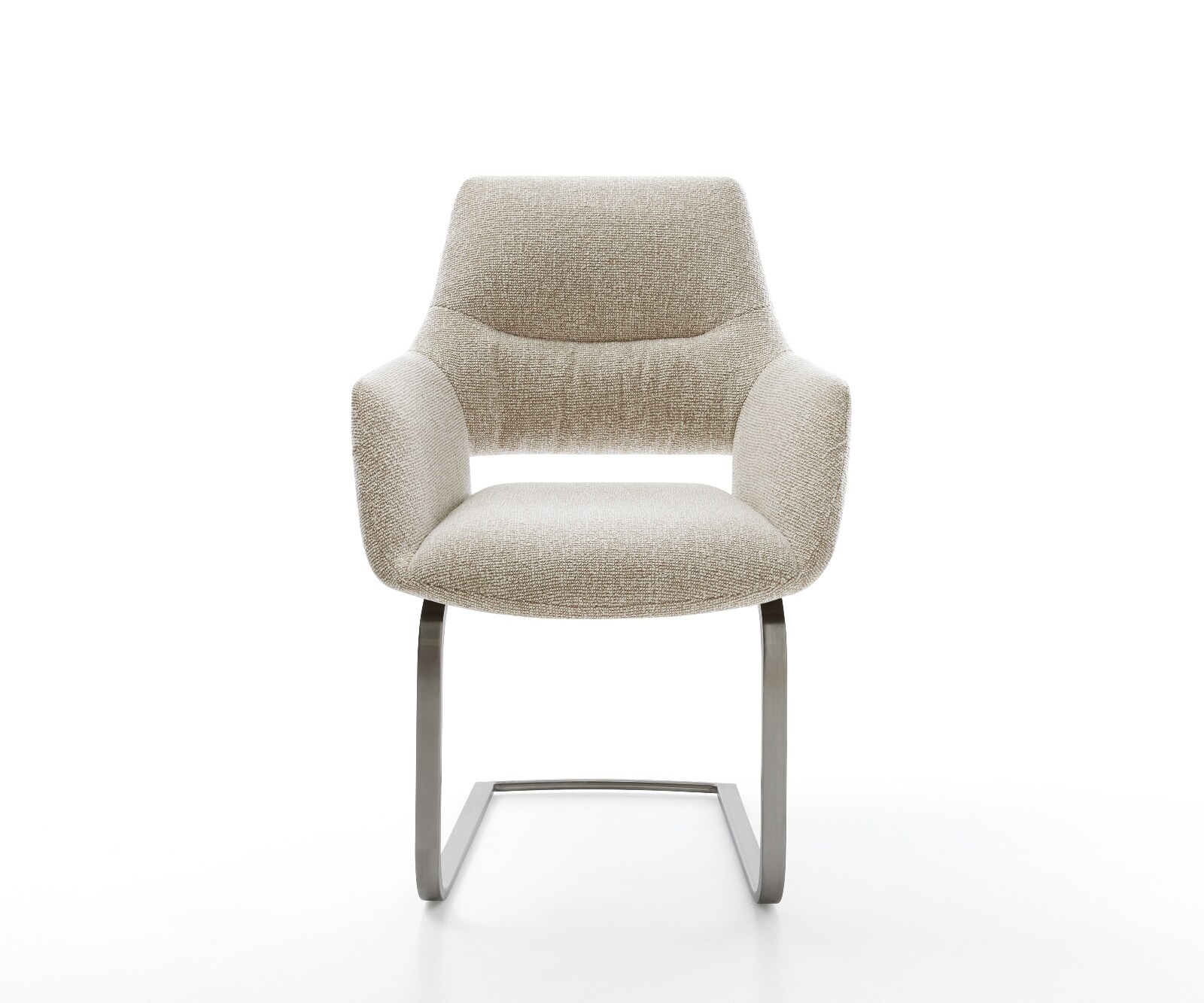 Freischwinger Yago-Flex mit Armlehnen Webstoff Soft Beige Freischwinger flach Graphit Taschenfederkern 1