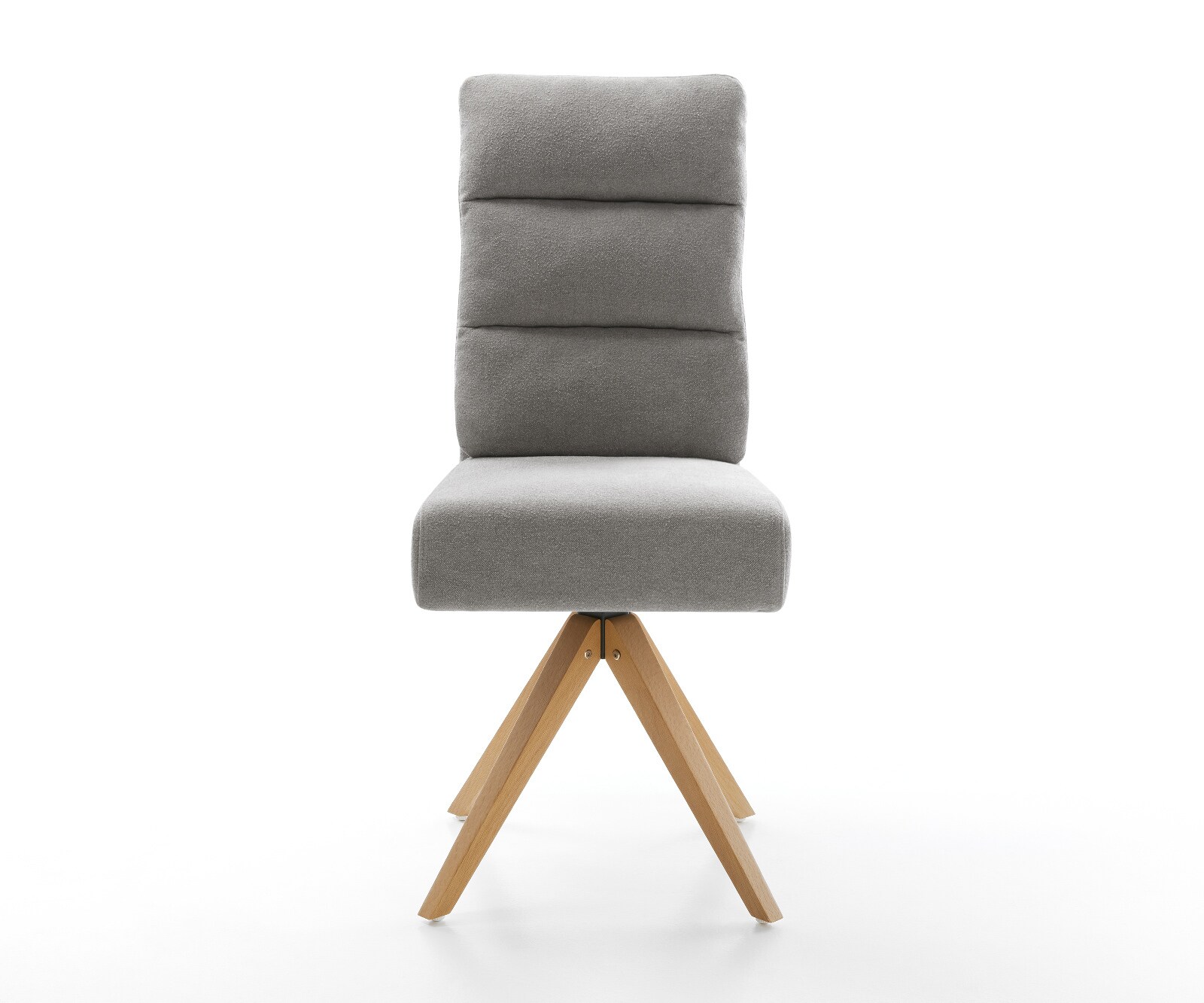 Drehstuhl Pela-Flex Strukturstoff Soft Grau Holzgestell kantig Natur 360° drehbar Taschenfederkern 1