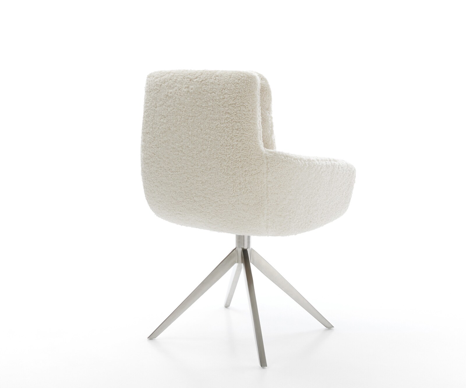 Chaise-pivotante Abelia-Flex avec accoudoirs tissu teddy beige pied croisé large acier inoxydable pivotement sur 360° fonction bascule 4