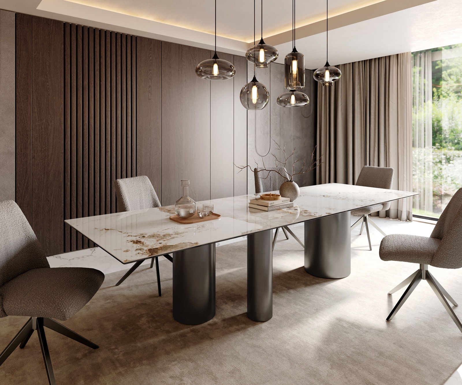 Table à manger Edge 300x100 Céramique Minas Melange Blanc-Beige Troa Acier inoxydable Graphite Table à manger Edge 300x100 Céramique Minas Melange Blanc-Beige Troa Acier inoxydable Graphite