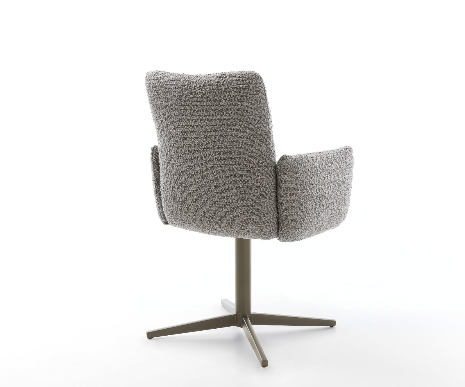 Drehstuhl Jova-Flex mit Armlehnen Bouclé Silbergrau Fußkreuz Effektfinish Titan 360° drehbar Taschenfederkern 4