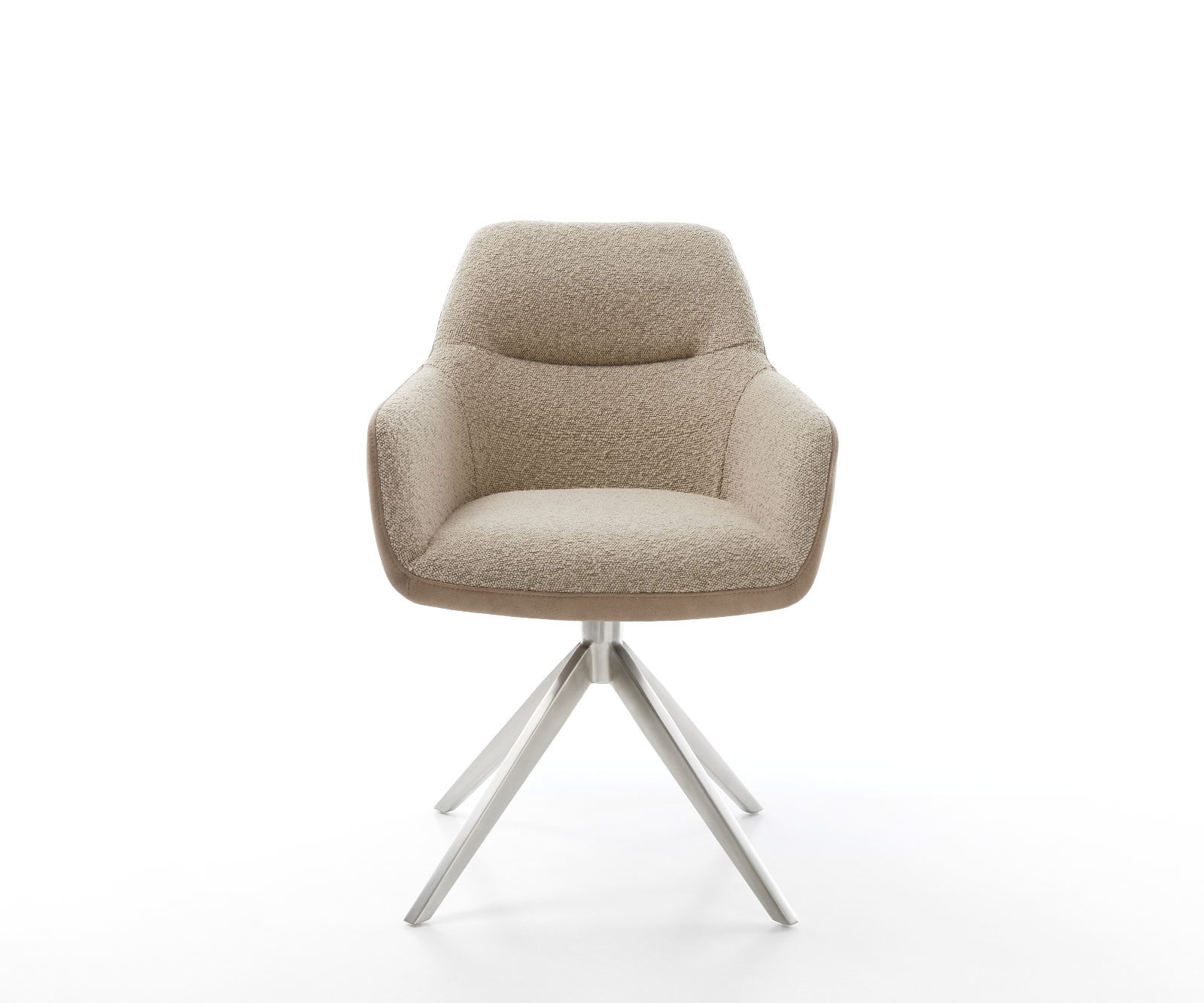 Chaise-pivotante Pejo-Flex tissu mixte couleur boue pied croisé large acier inoxydable brossé pivotement sur 360° fonction bascule ressorts ensachés 1 Chaise-pivotante Pejo-Flex tissu mixte couleur boue pied croisé large acier inoxydable brossé pivotement sur 360° fonction bascule ressorts ensachés 1