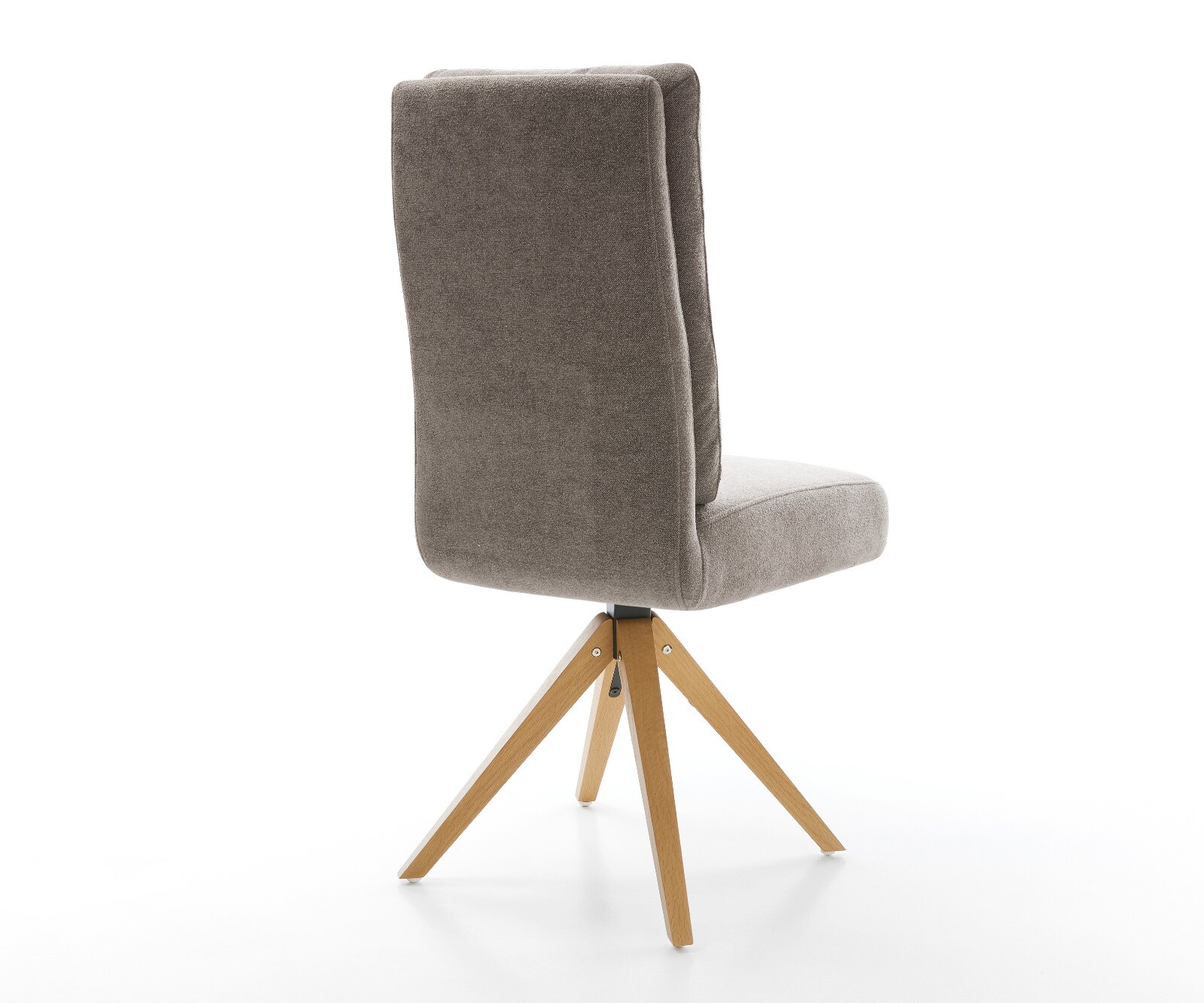 Drehstuhl Pela-Flex Strukturstoff Soft Taupe Holzgestell kantig Natur 360° drehbar Taschenfederkern 4