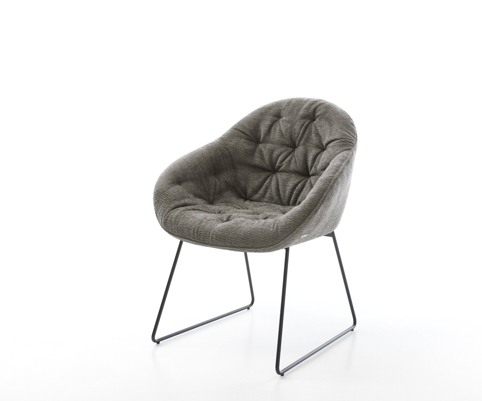 Chaise-de-salle-à-manger Gaio-Flex bouclé doux couleur boue pied trapèze noir 1