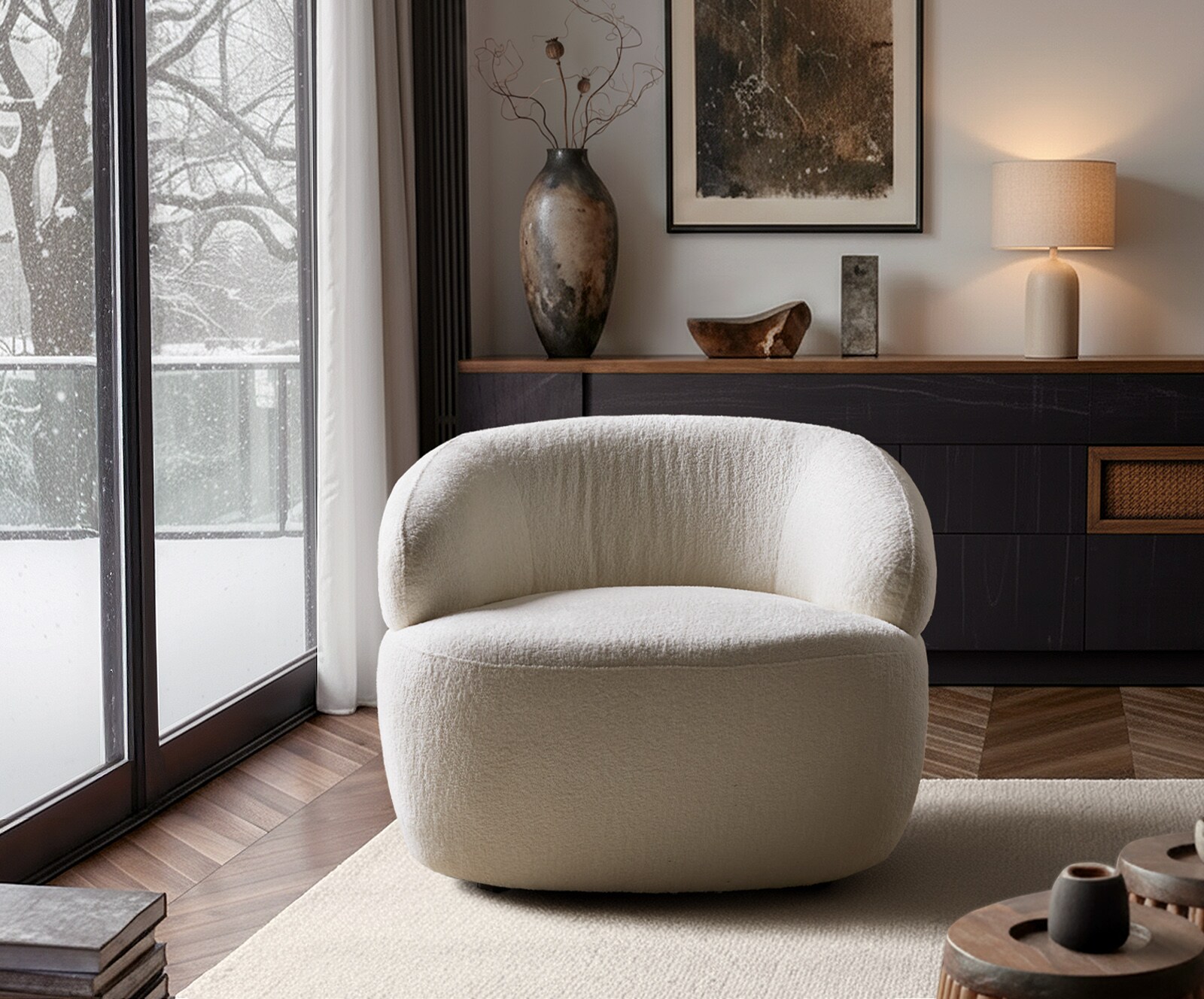 Loungesessel Nova 88x88 cm Bouclé Soft Beige 1