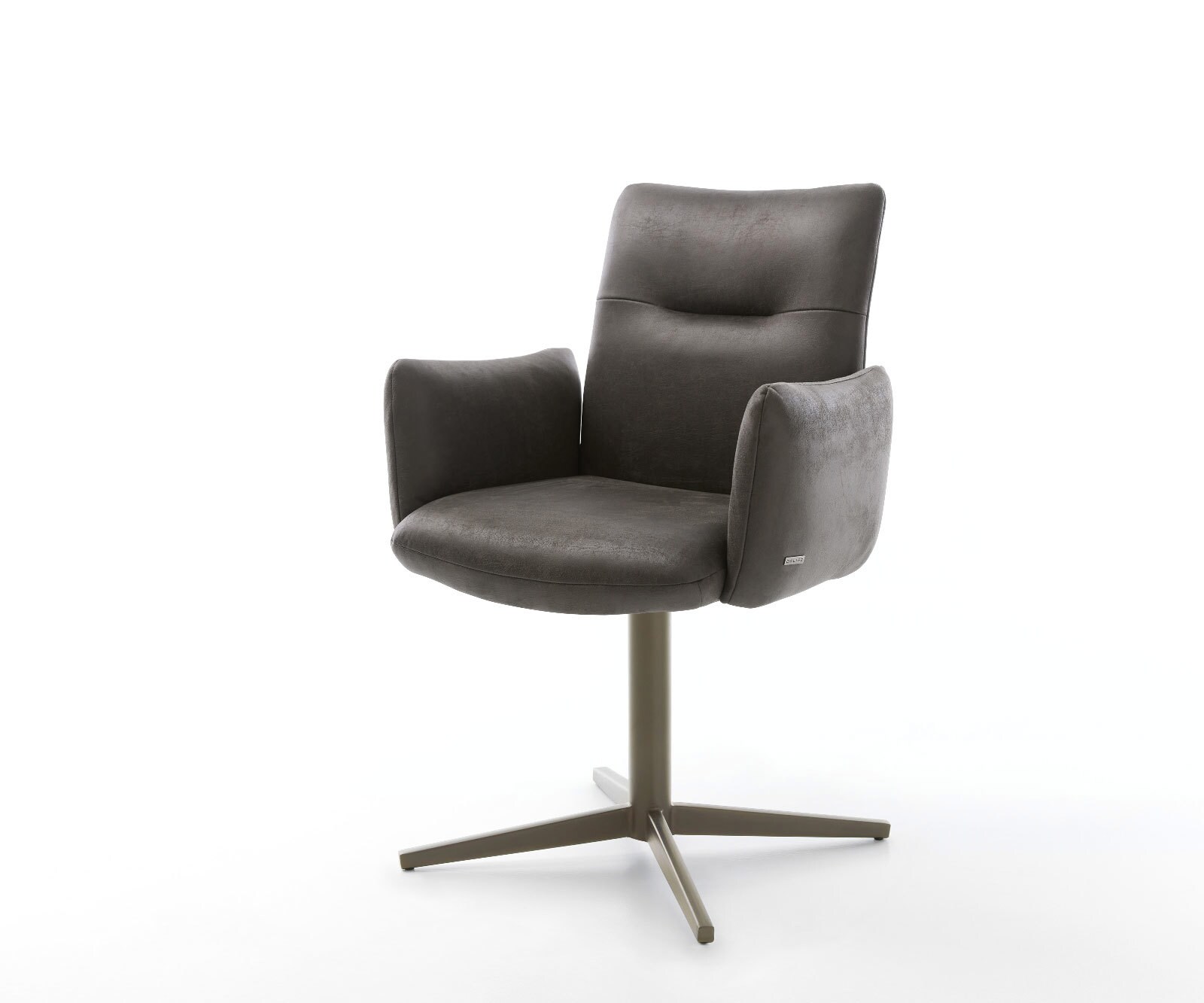 Drehstuhl Jova-Flex mit Armlehnen Mikrofaser Anthrazit Vintage Fußkreuz Effektfinish Titan 360° drehbar Taschenfederkern
