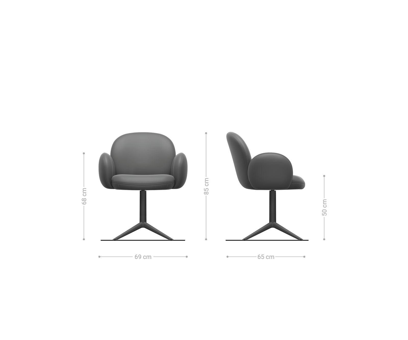 Chaise-pivotante Nube-Flex avec accoudoirs chenille rouille pied de chaise 4 branches aspect titane pivotement sur 360° fonction bascule ressorts ensachés 6