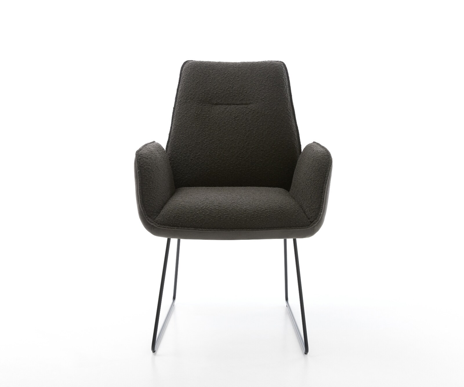 Chaise-de-salle-à-manger Zoa-Flex tissu mixte noir pied trapèze noir ressorts ensachés 1