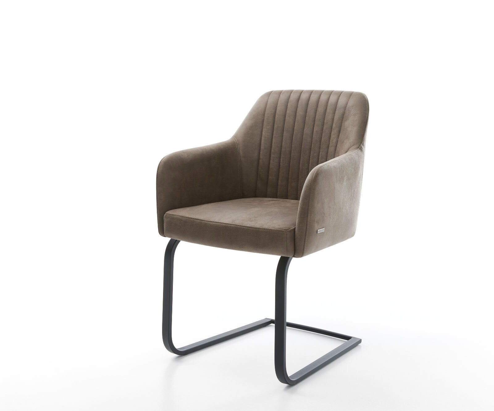 Cantilever Greg-Flex microvelours taupe vintage pied cantilever plat noir ressorts ensachés 1