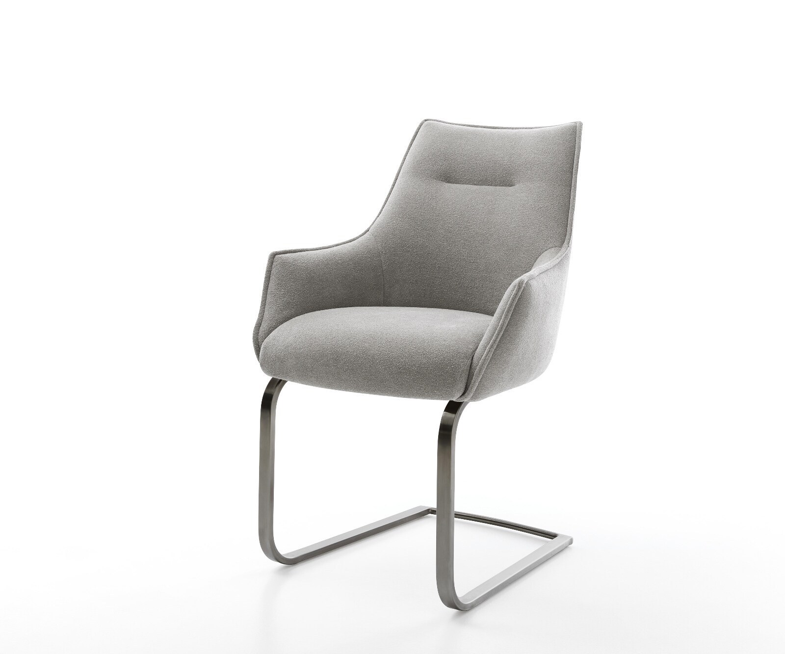 Freischwinger Alja-Flex mit Armlehnen Strukturstoff Soft Grau Freischwinger flach Graphit Taschenfederkern