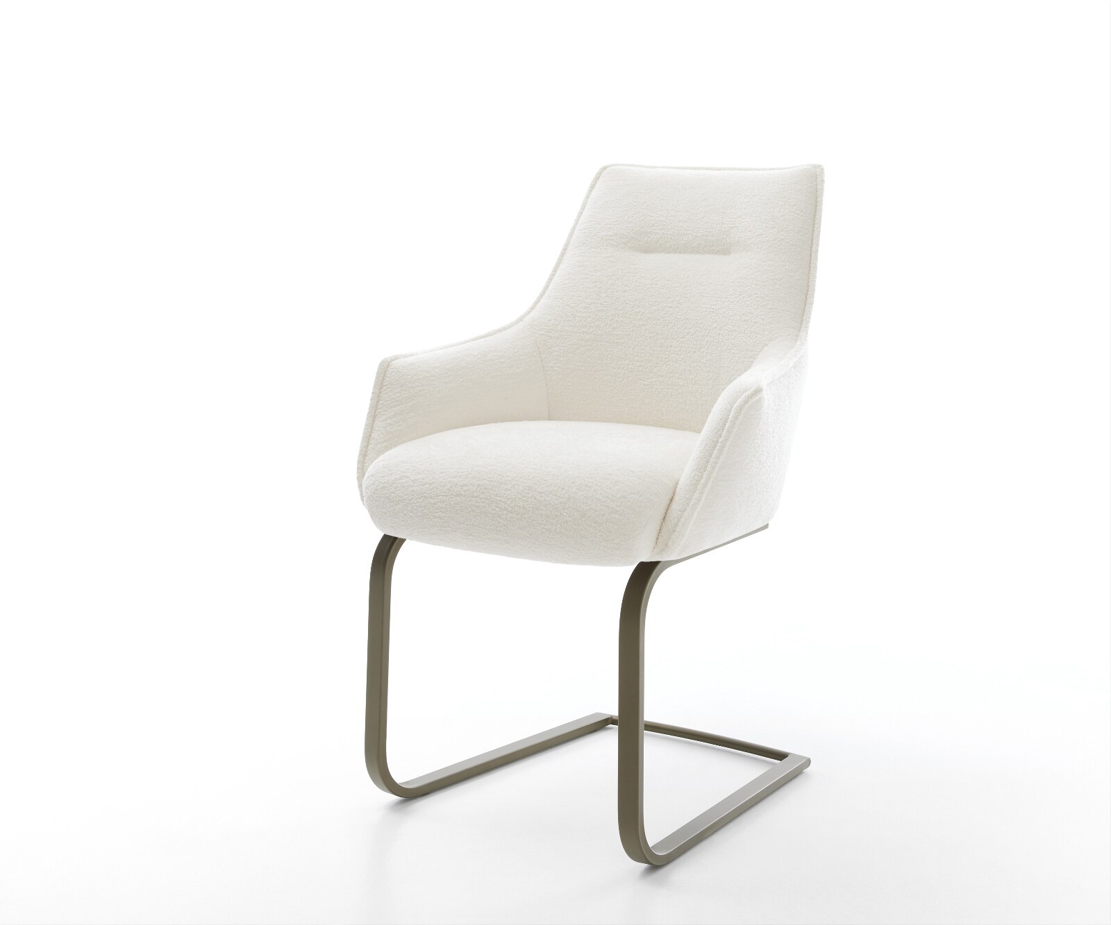 Freischwinger Alja-Flex mit Armlehnen Bouclé Soft Beige Freischwinger flach Effektfinish Titan Taschenfederkern 1