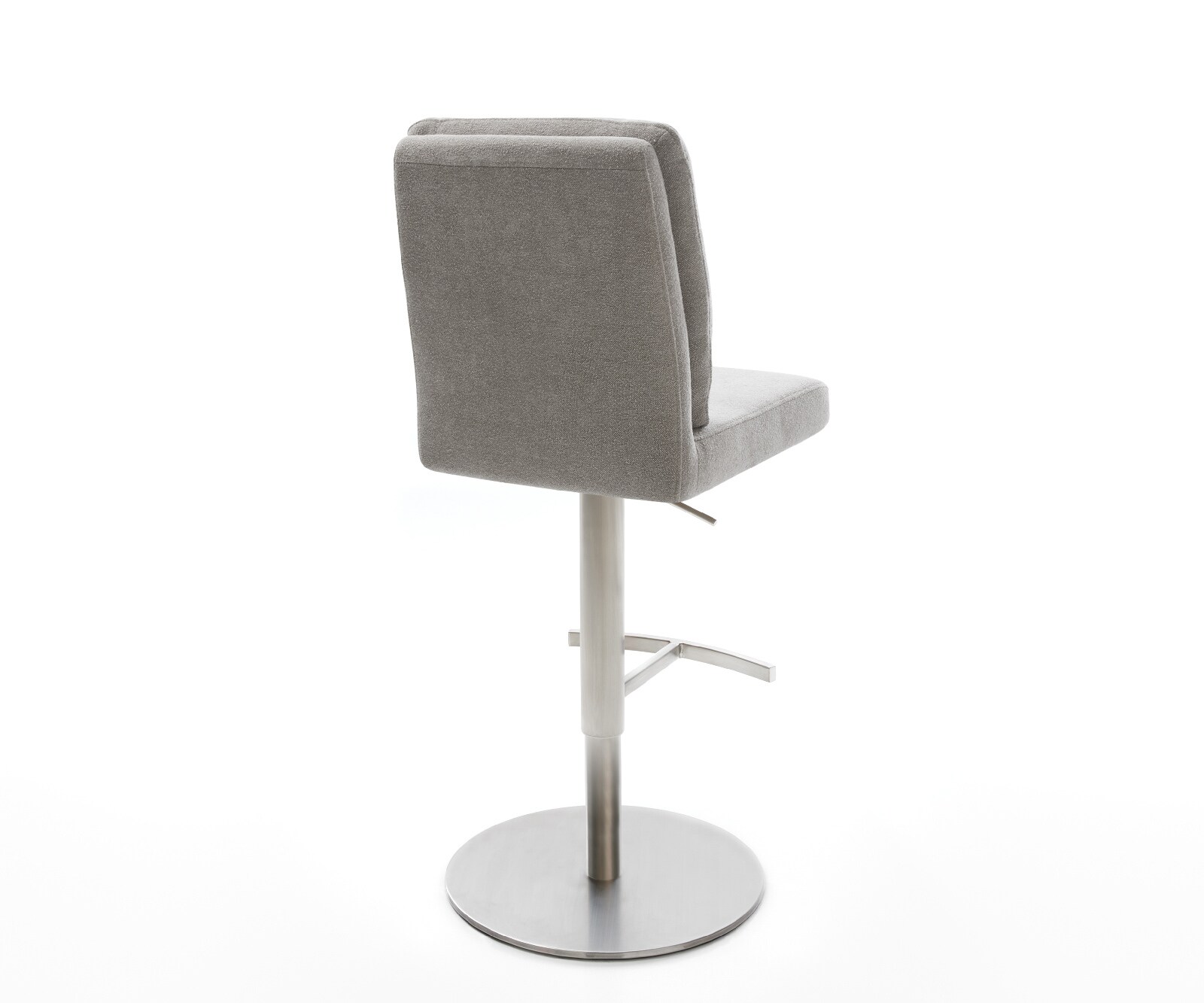 Chaise-de-bar Pela-Flex Tissu structuré doux Gris Pied pivotant réglable en hauteur en acier inoxydable Argent 5