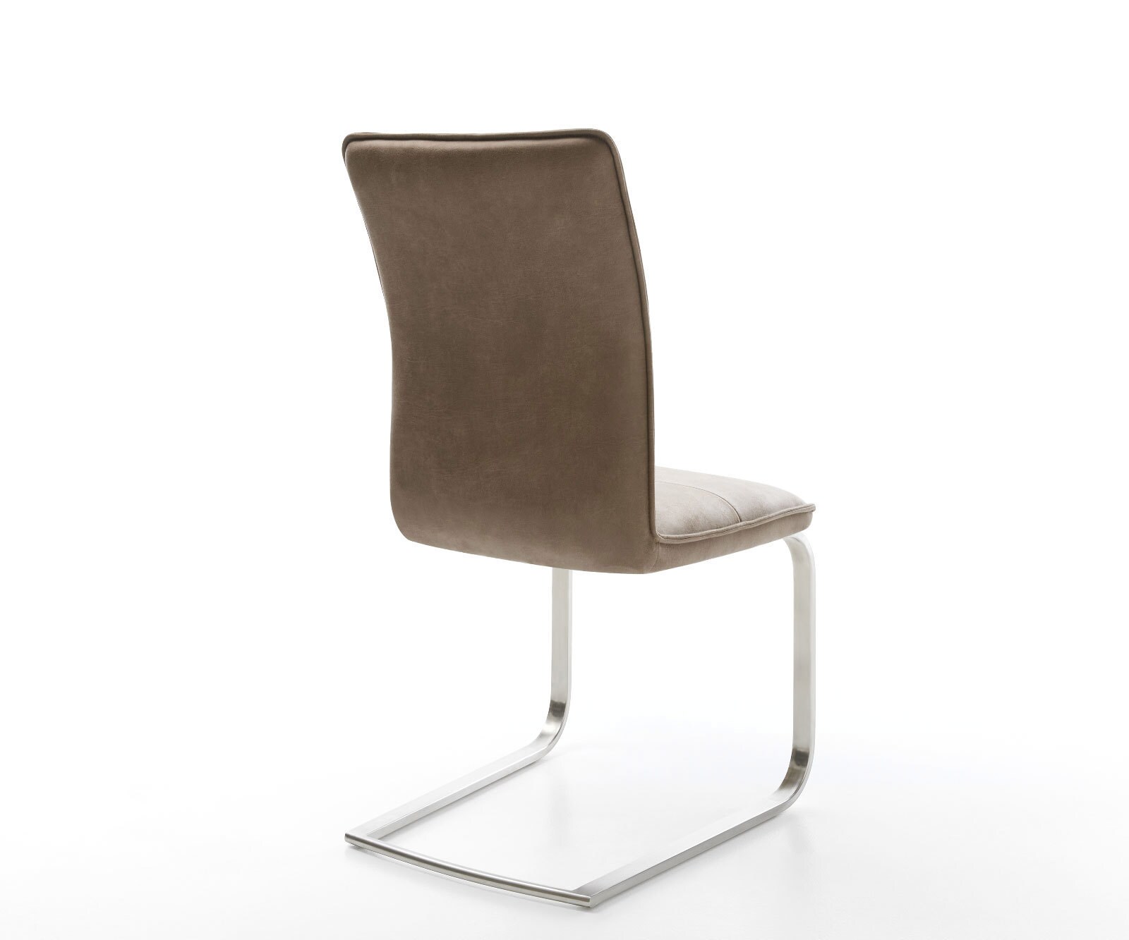 Cantilever Maddy-Flex microvelours taupe vintage pied cantilever plat acier inoxydable brossé 4