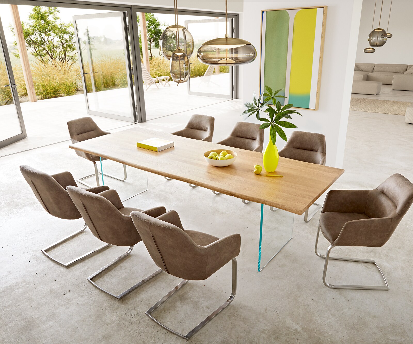 Table à manger Edge 260x100x2,5-3 chêne nature verre Live-Edge 8