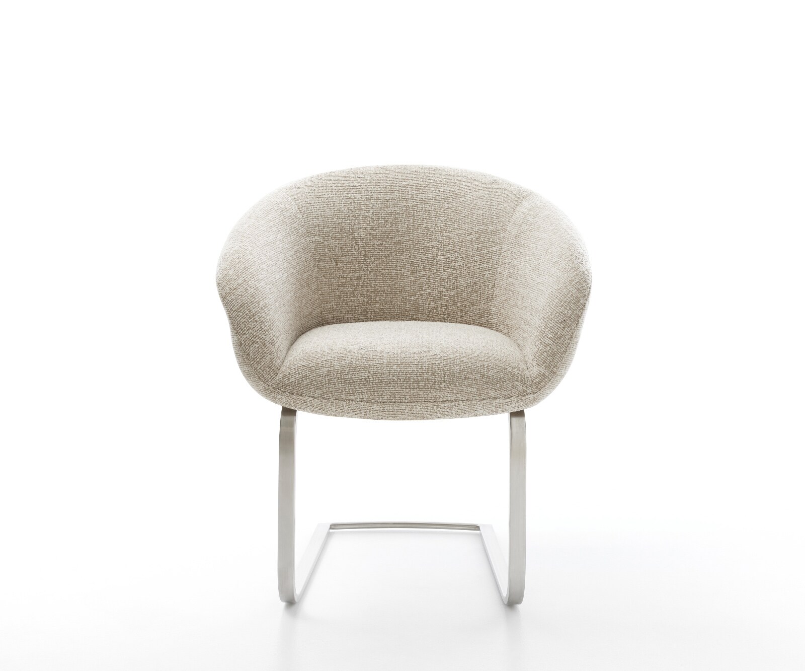 Freischwinger Vinka-Flex mit Armlehnen Webstoff Soft Beige Freischwinger flach Edelstahl Taschenfederkern 1