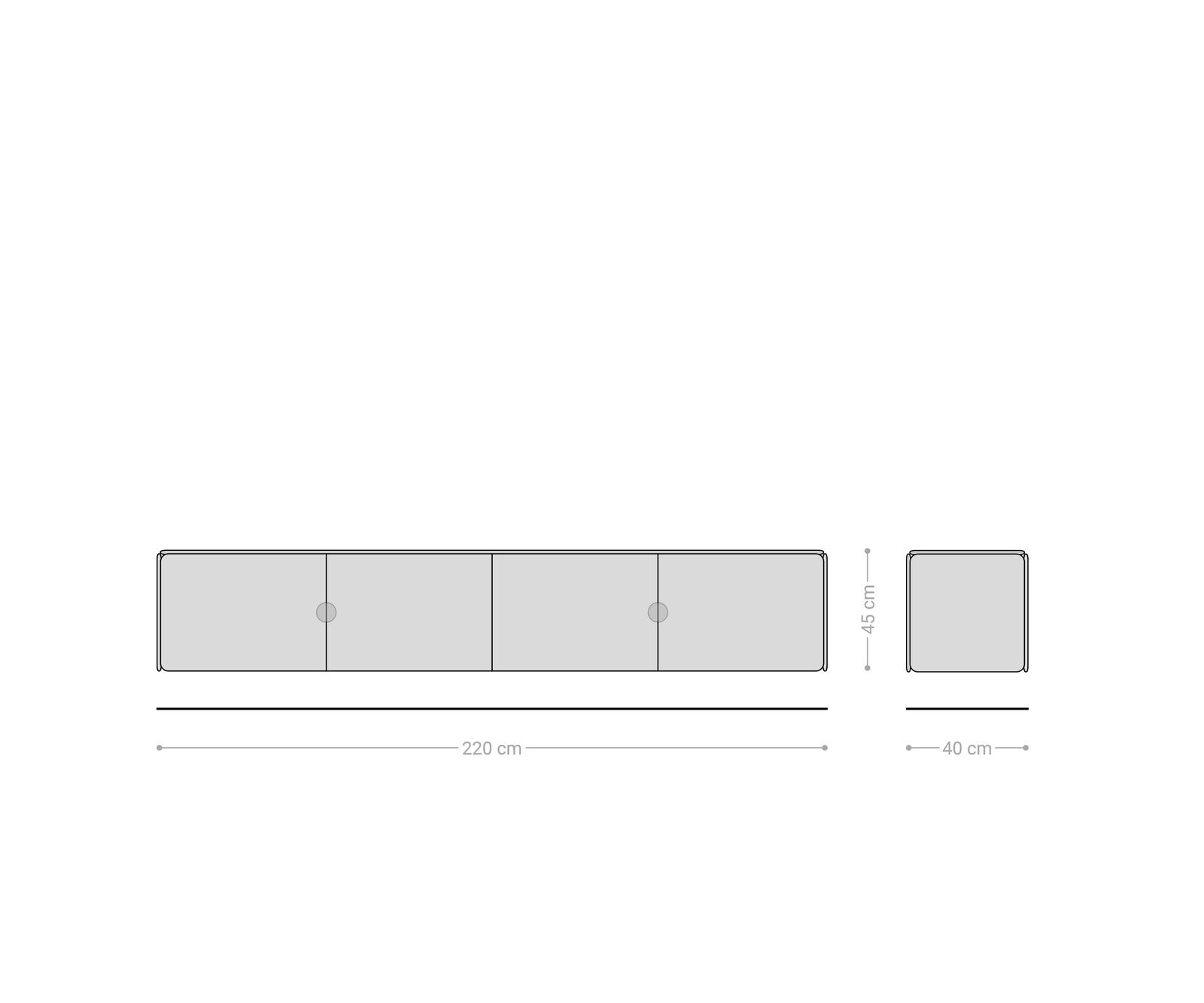 Meuble-TV Shavani 220 cm acacia naturel 4 portes flottantes 9