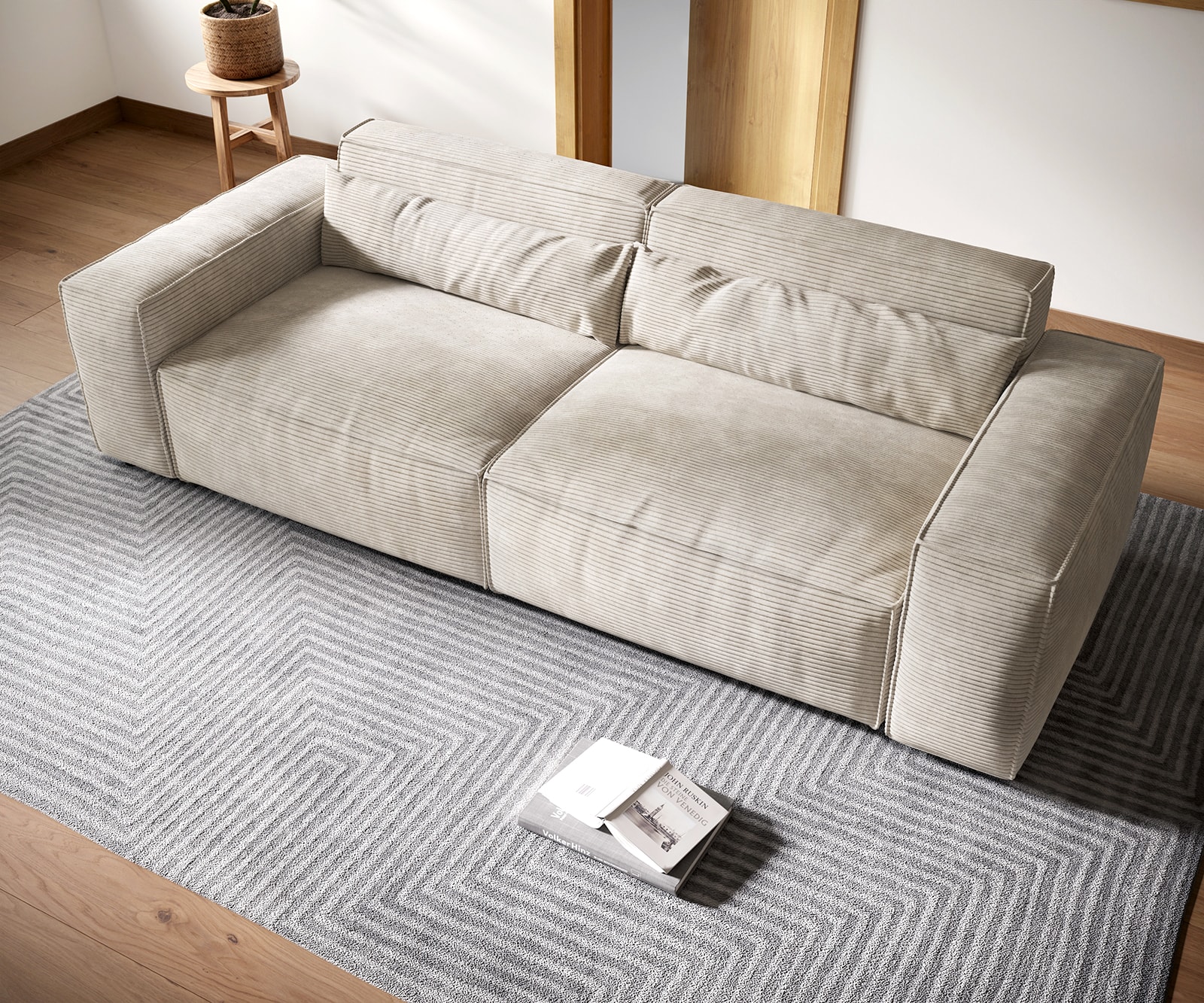 Big-Sofa Sirpio XL 270x130 cm Cord Beige 3 Big-Sofa Sirpio XL 270x130 cm Cord Beige 3