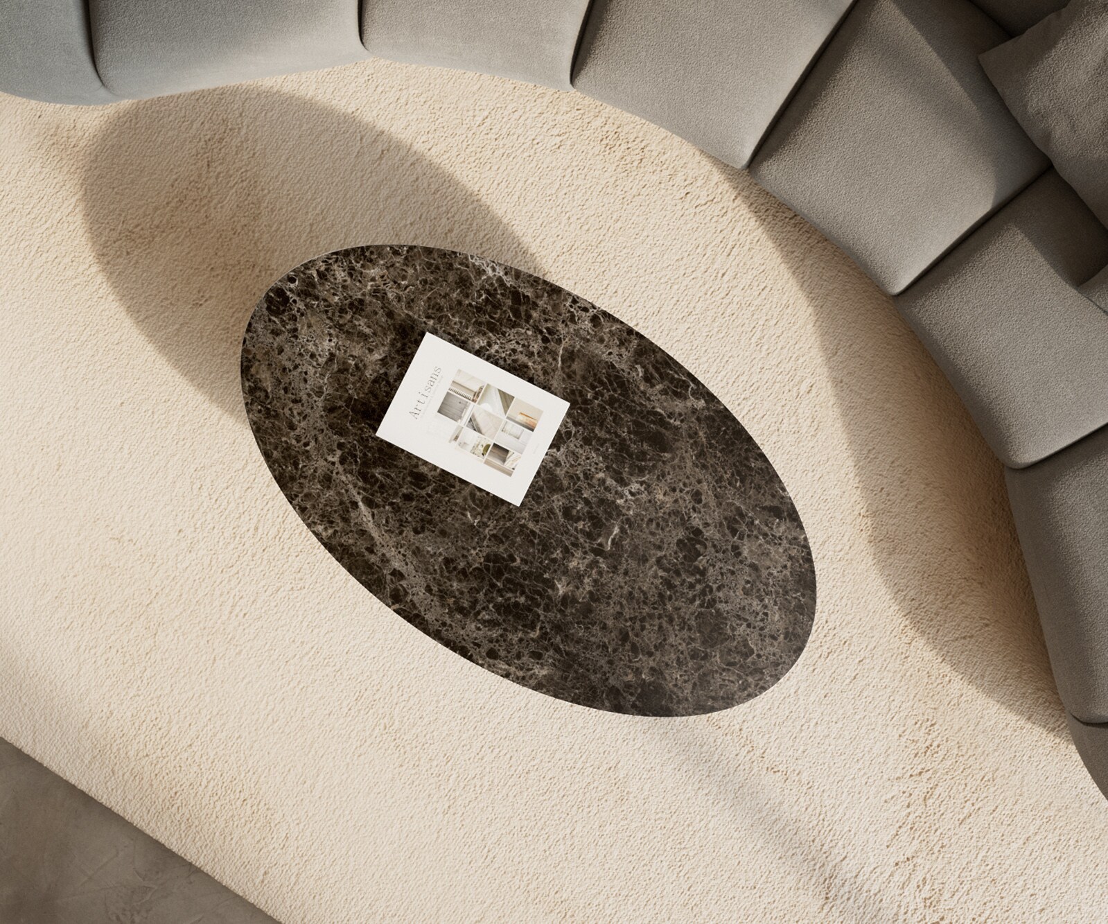 Couchtisch Edge Oval 140x80 cm Keramik Laminam® Emperador Extra Lucidato Dunkelbraun Vibany Metall Schwarz 4