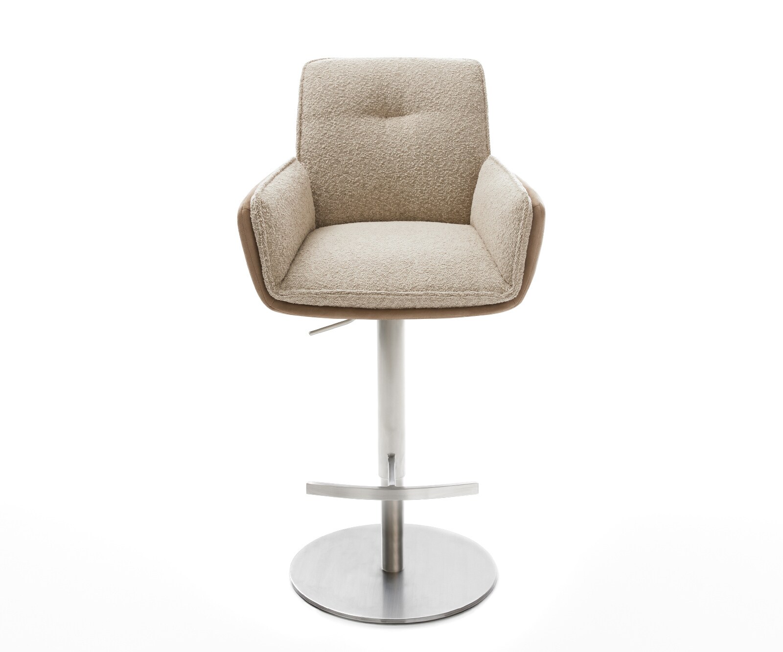 Chaise-de-bar Nela-Flex mélange de matériaux boue pied pivotant réglable en hauteur acier inoxydable pivotant ressorts ensachés 3