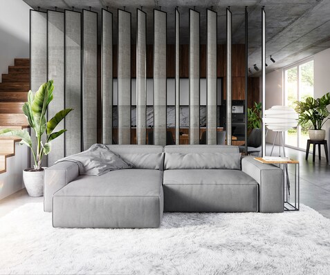 Canapé d'angle Sirpio XL 270x170 cm Microfibre Gris Recamiere variable