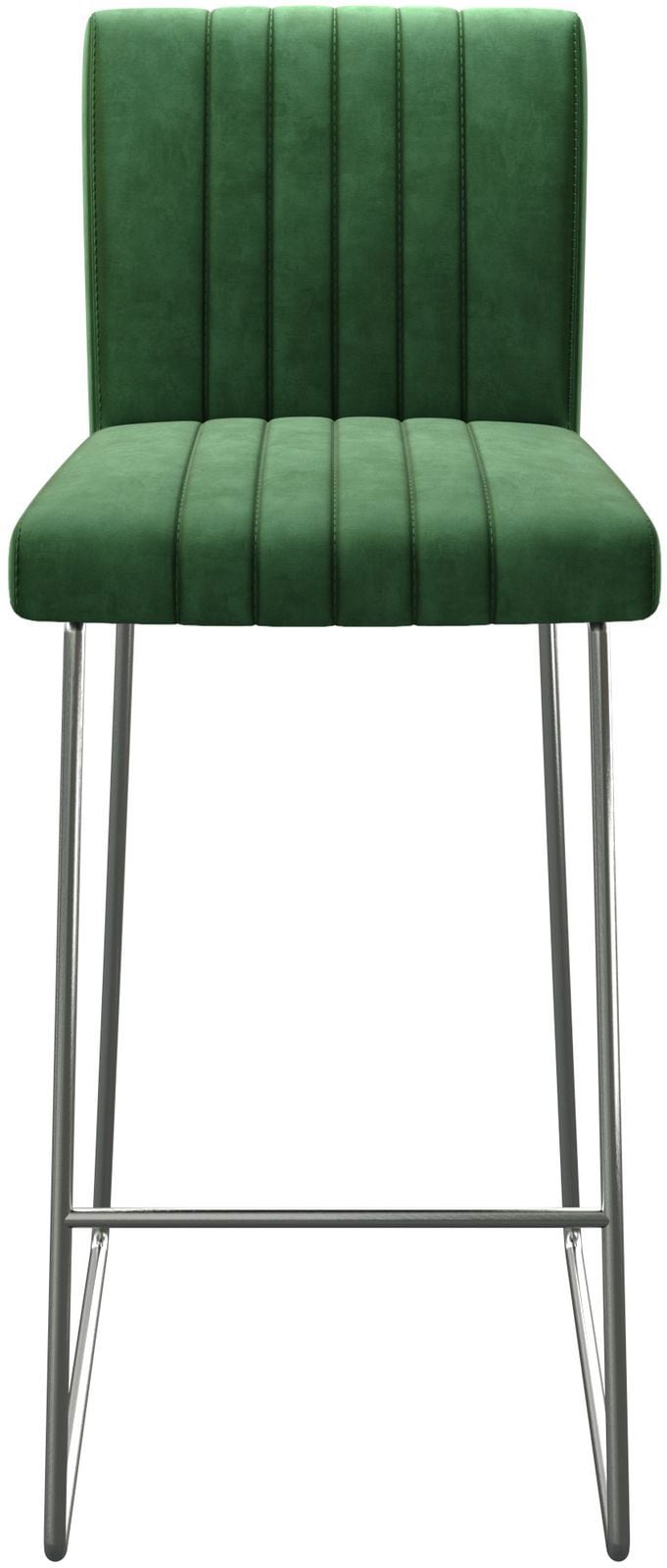 Barstuhl Luiga-Flex Samt Grün Kufengestell Edelstahl 4