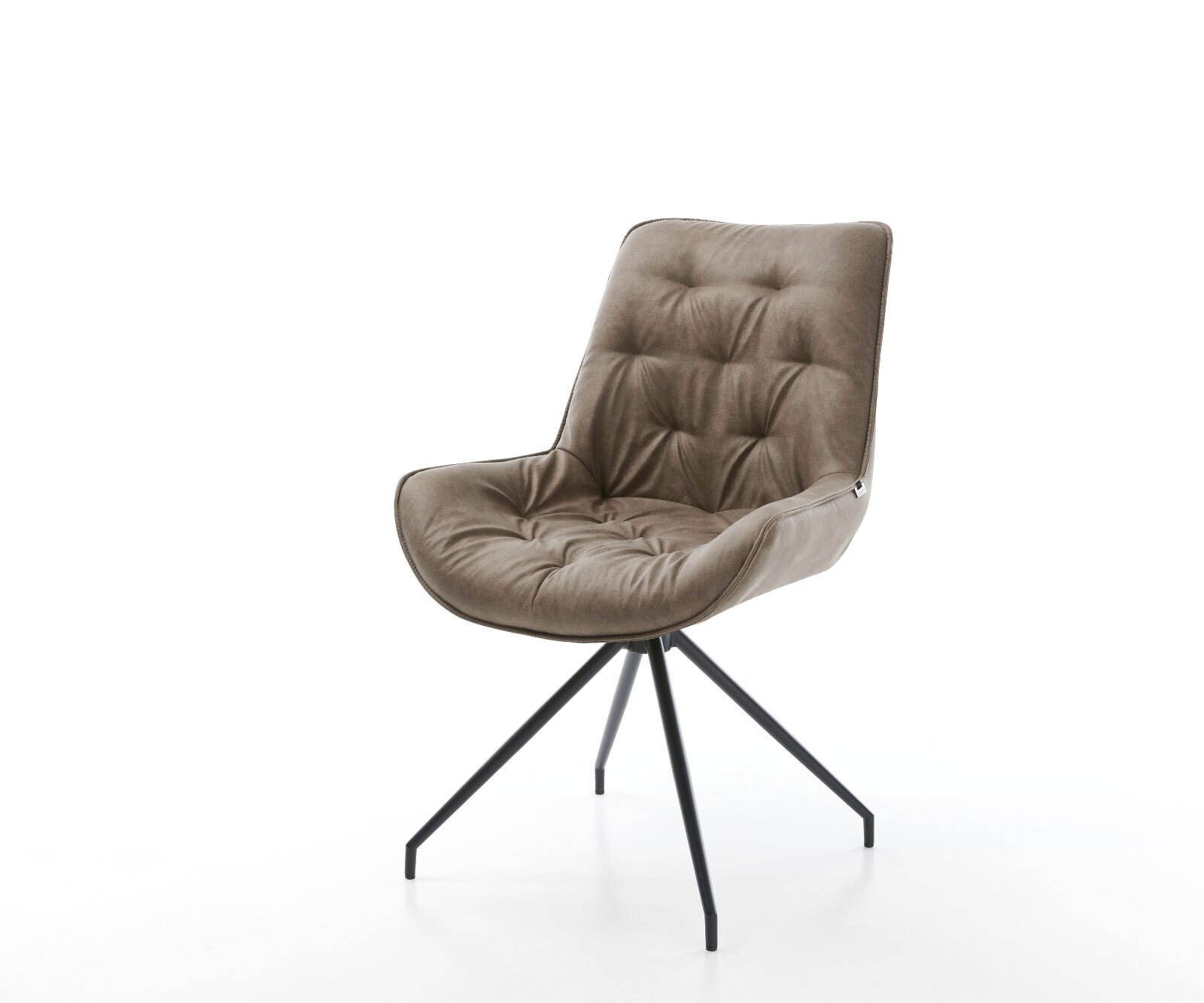 Drehstuhl Taimi-Flex Taupe Vintage Kreuzgestell konisch Schwarz 180° drehbar