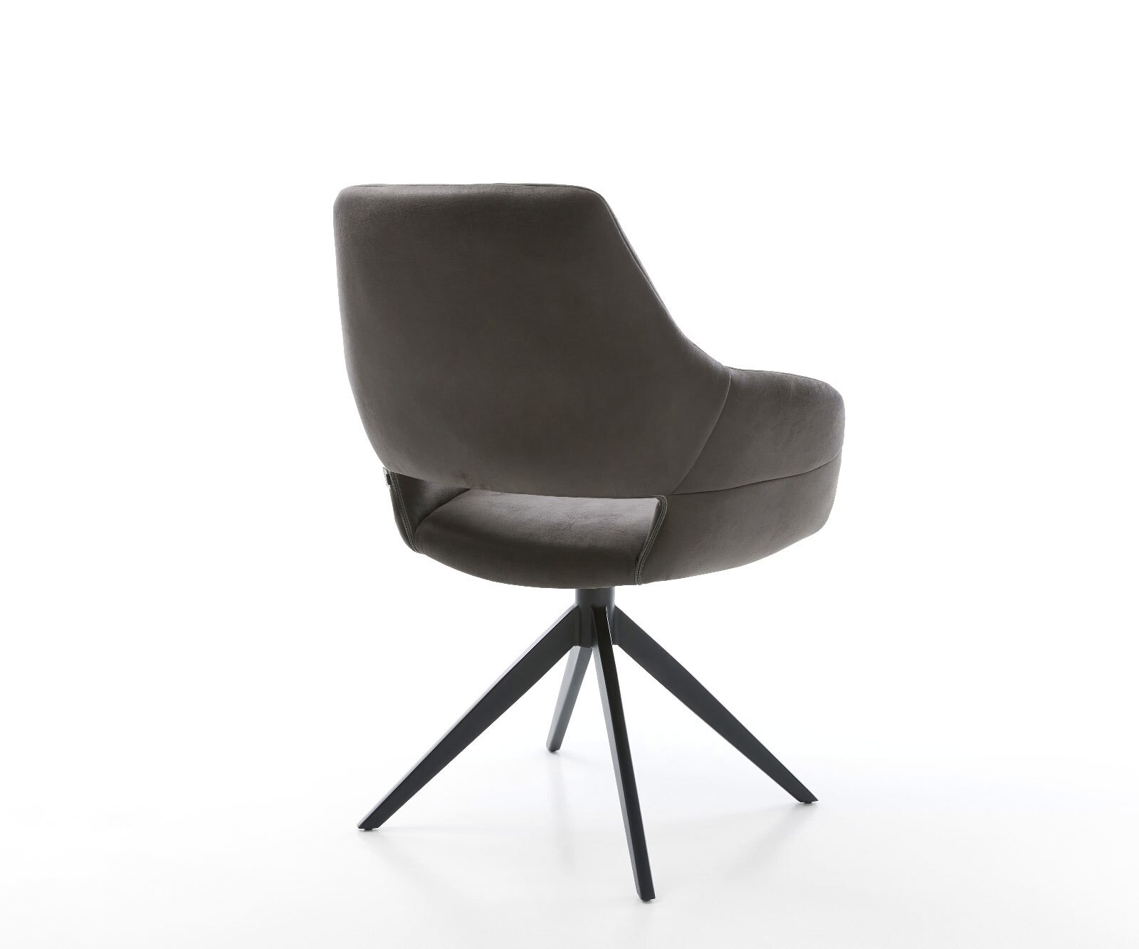 Chaise-pivotante Yago-Flex avec accoudoirs microvelours anthracite vintage pied croisé large noir pivotement sur 360° fonction bascule ressorts ensachés 4
