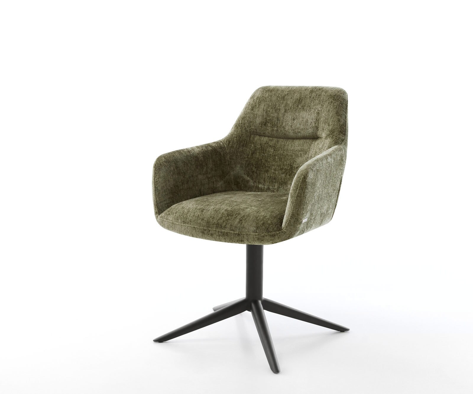 Drehstuhl Pejo-Flex Chenille Olive Fußkreuz Schwarz 360° drehbar Wippfunktion Taschenfederkern 1