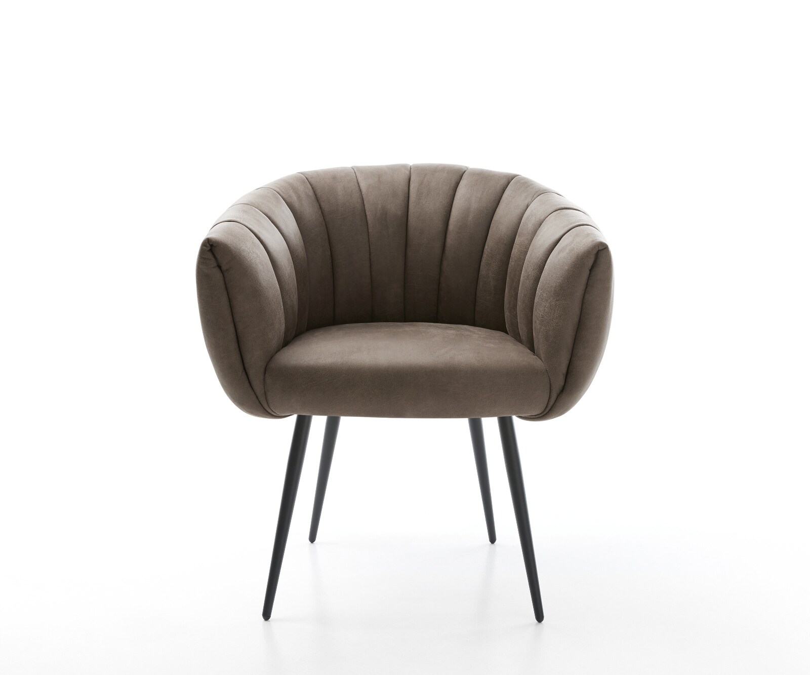 Chaise-de-salle-à-manger Jada-Flex microvelours taupe vintage 4 pieds coniques noir ressorts ensachés 1