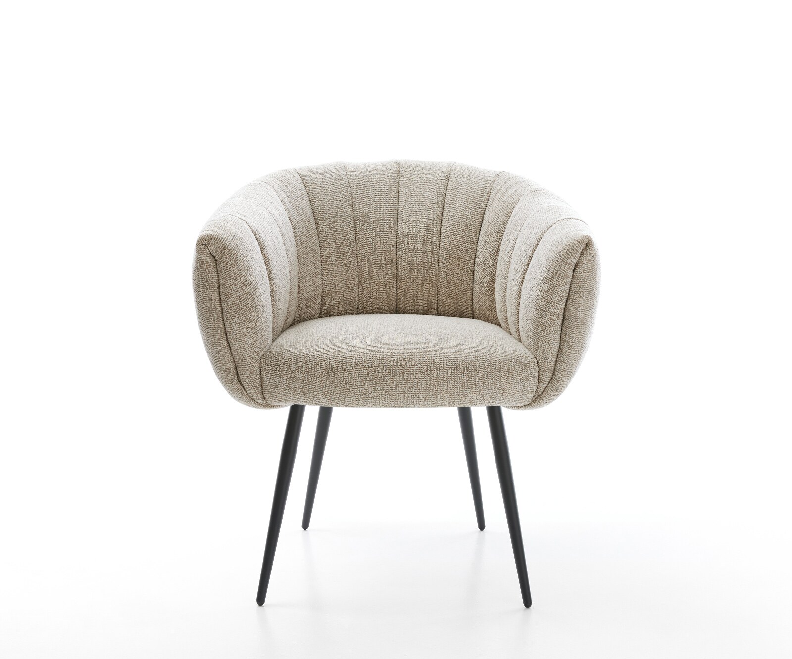 Chaise-de-salle-à-manger Jada-Flex tissu tissé doux beige 4 pieds coniques noir ressorts ensachés 2