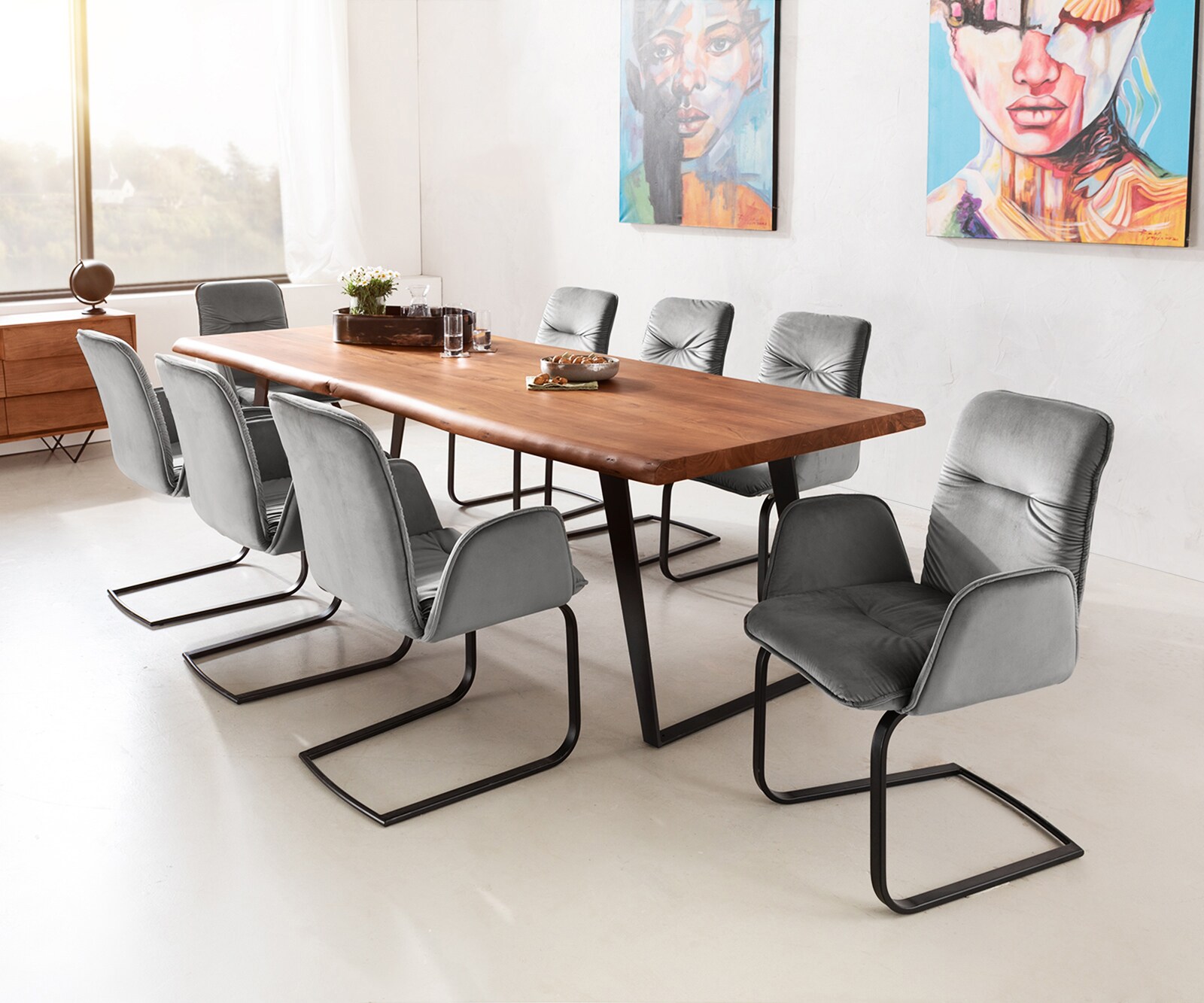 Freischwinger Vinja-Flex Samt Grau Freischwinger flach Schwarz 4