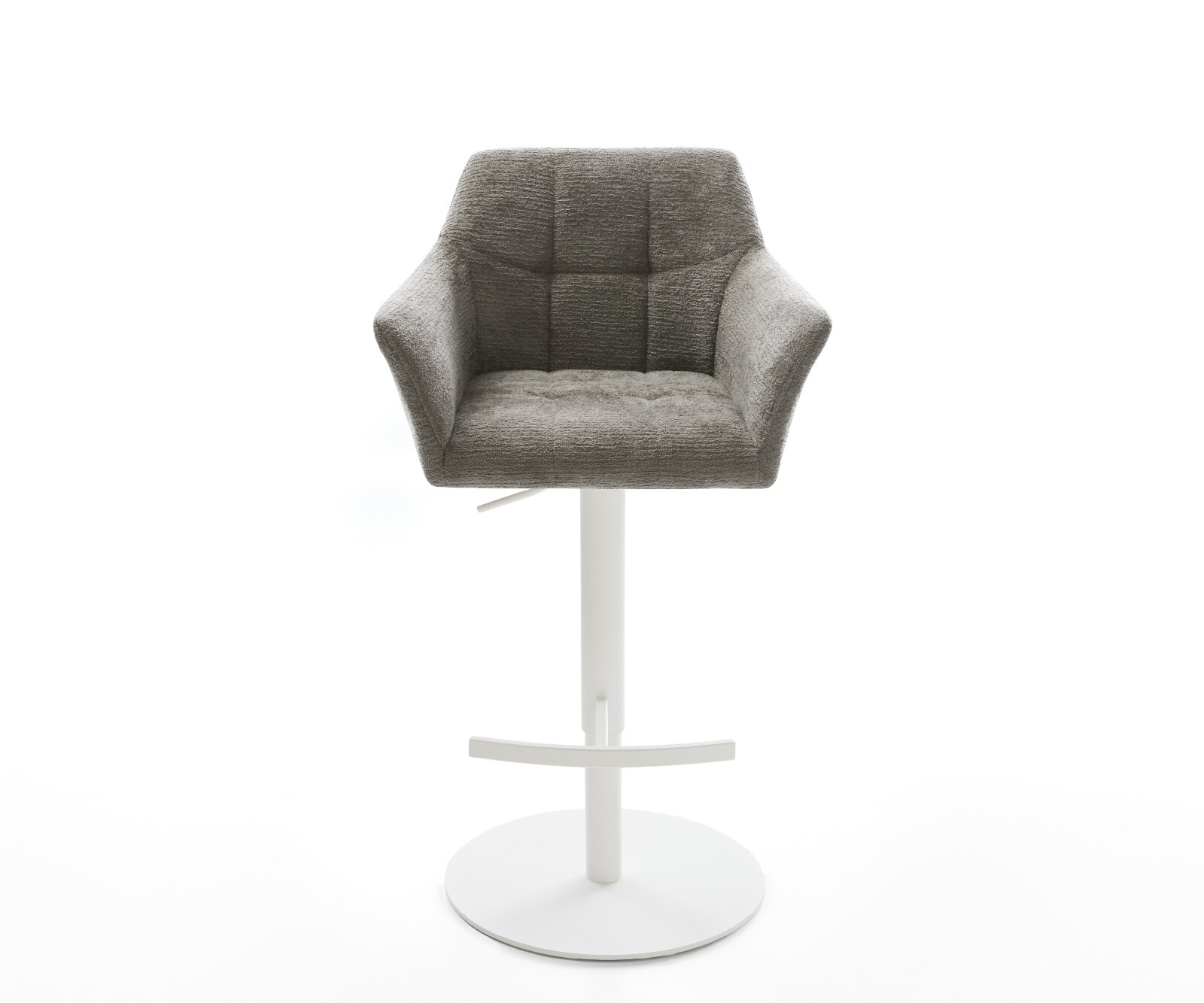 Chaise-de-bar Yulo-Flex Bouclé doux Boue Pied pivotant réglable en hauteur blanc Blanc 1