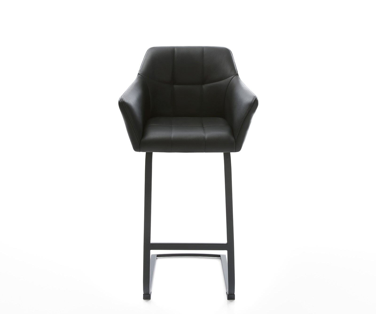 Barstuhl Yulo-Flex Echt-Leder Schwarz Freischwinger flach Metall 2