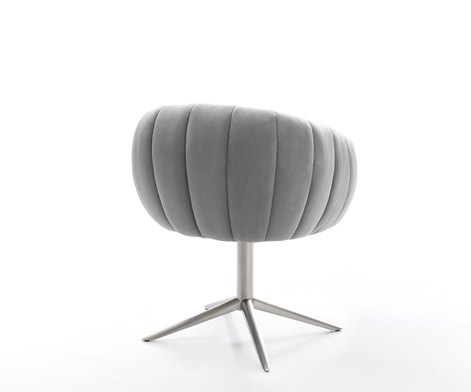 Chaise-pivotante Jada-Flex velours gris pied croisé angulaire acier inoxydable brossé pivotement sur 360° fonction bascule ressorts ensachés 5
