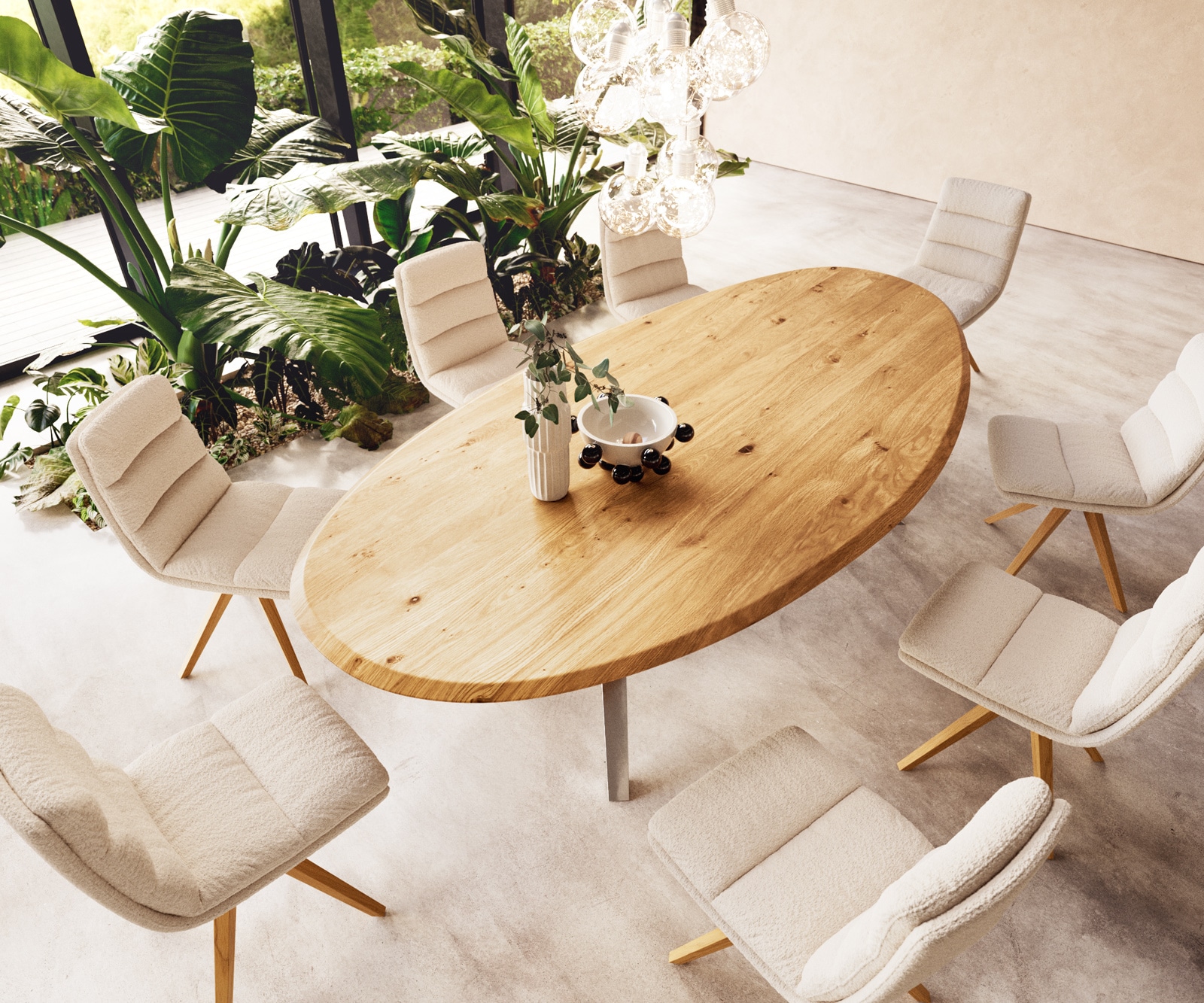 Esstisch Edge Oval 280x130x2,5 Eiche Natur Zenthara kantig Edelstahl Flow-Edge 4 Esstisch Edge Oval 280x130x2,5 Eiche Natur Zenthara kantig Edelstahl Flow-Edge 4