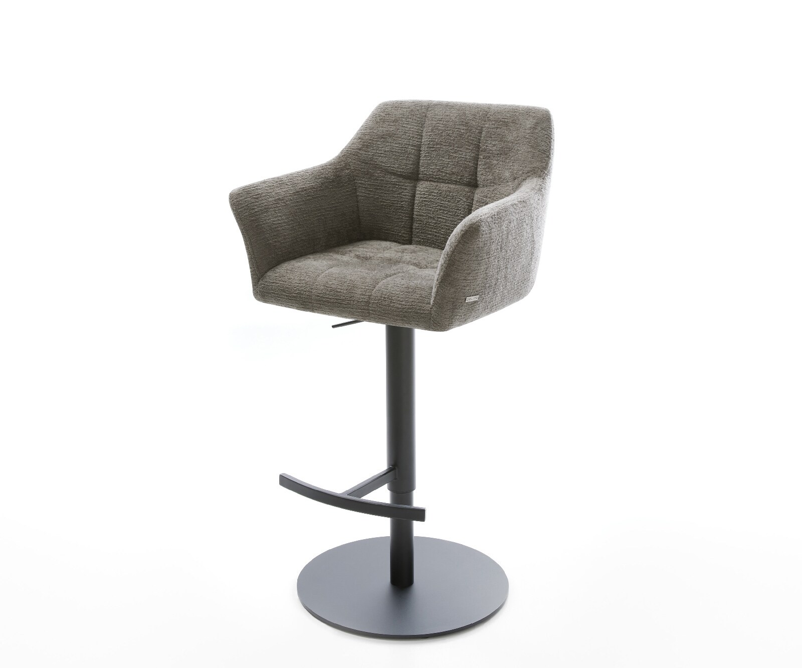 Chaise-de-bar Yulo-Flex Bouclé doux Boue Pied pivotant réglable en hauteur Noir Noir