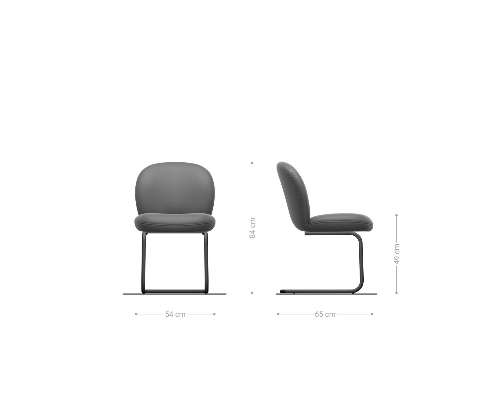 Cantilever Nube-Flex côtelé gris argenté pied cantilever rond acier inoxydable brossé ressorts ensachés 6