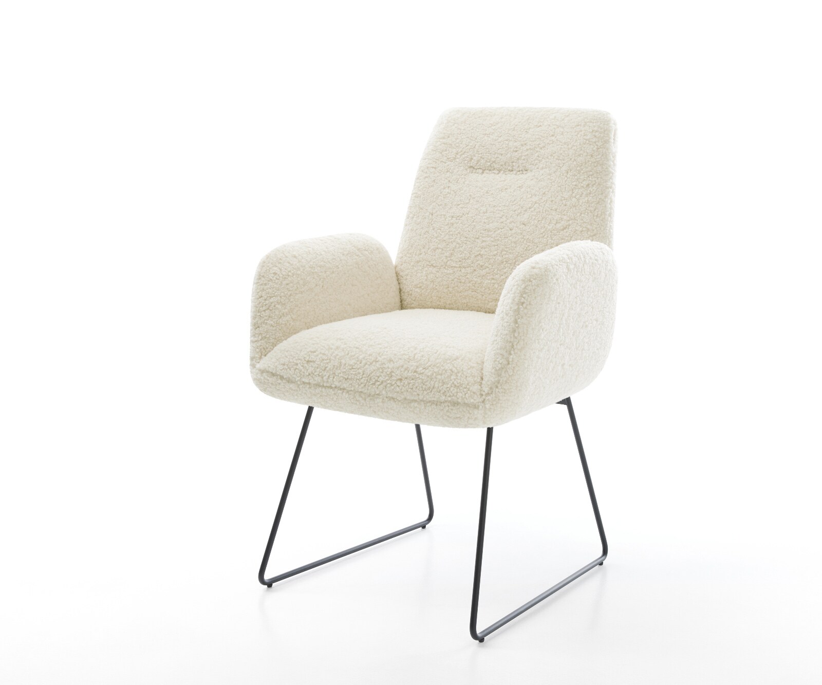 Chaise-de-salle-à-manger Zoa-Flex tissu teddy beige pied trapèze noir resorts ensachés 1