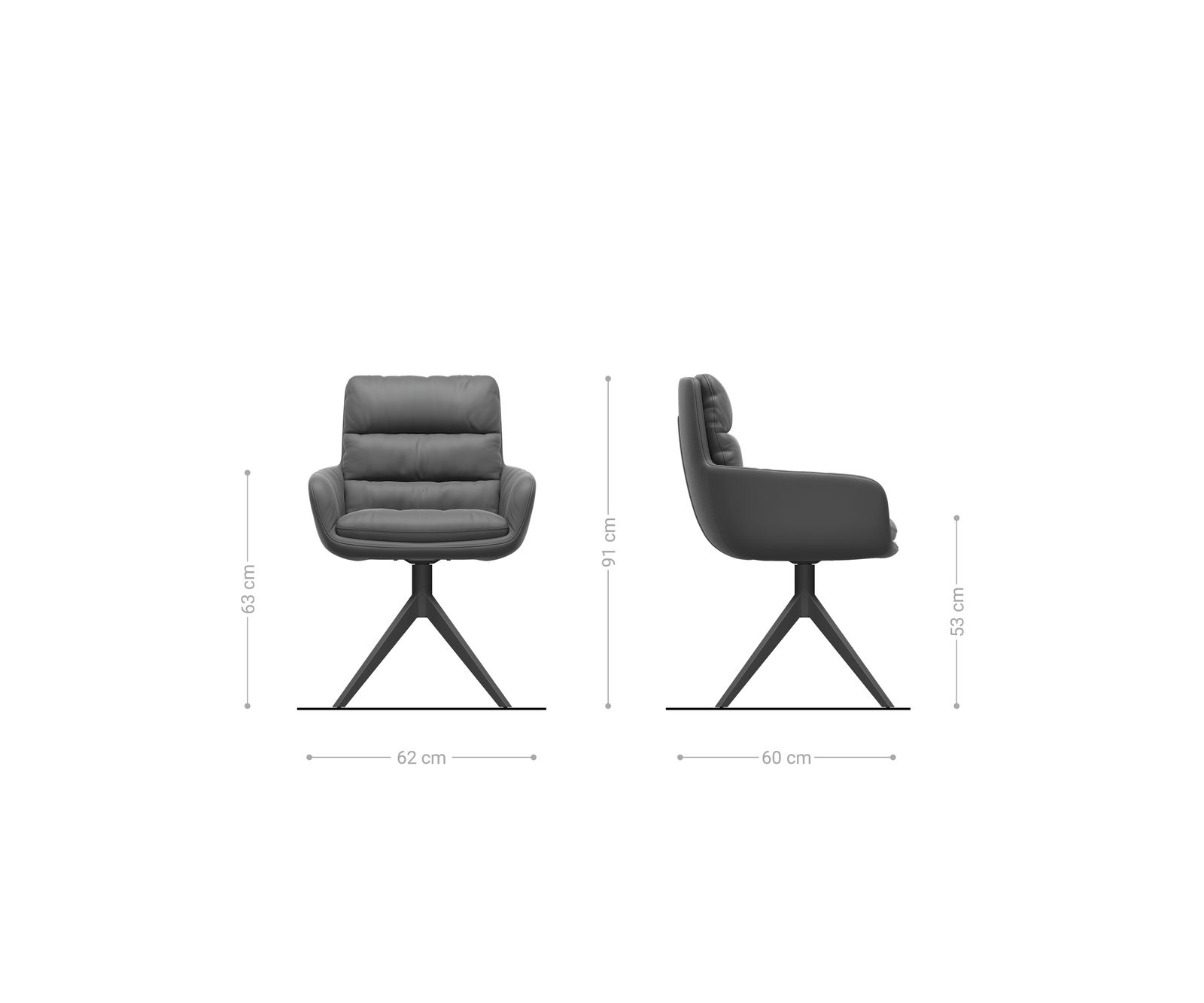 Chaise-de-salle-à-manger Abelia-Flex avec accoudoirs bouclé blanc pied croisé large noir 6
