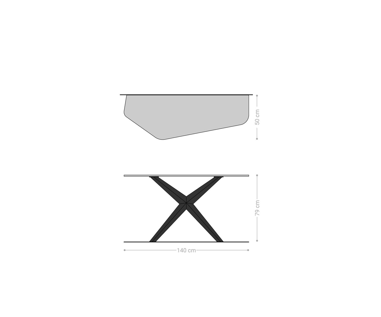 Konsolentisch Edge Polygonal 140x50 cm Keramik Patagonia Poliert Zentharo Metall Schwarz 8