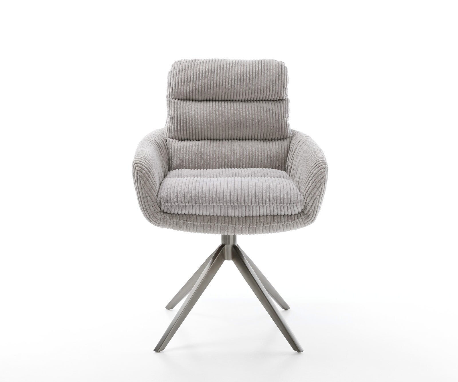 Chaise-pivotante Abelia-Flex mit Armlehnen côtelé gris argenté pied croisé large grafiete pivotement sur 360° fonction bascule 1